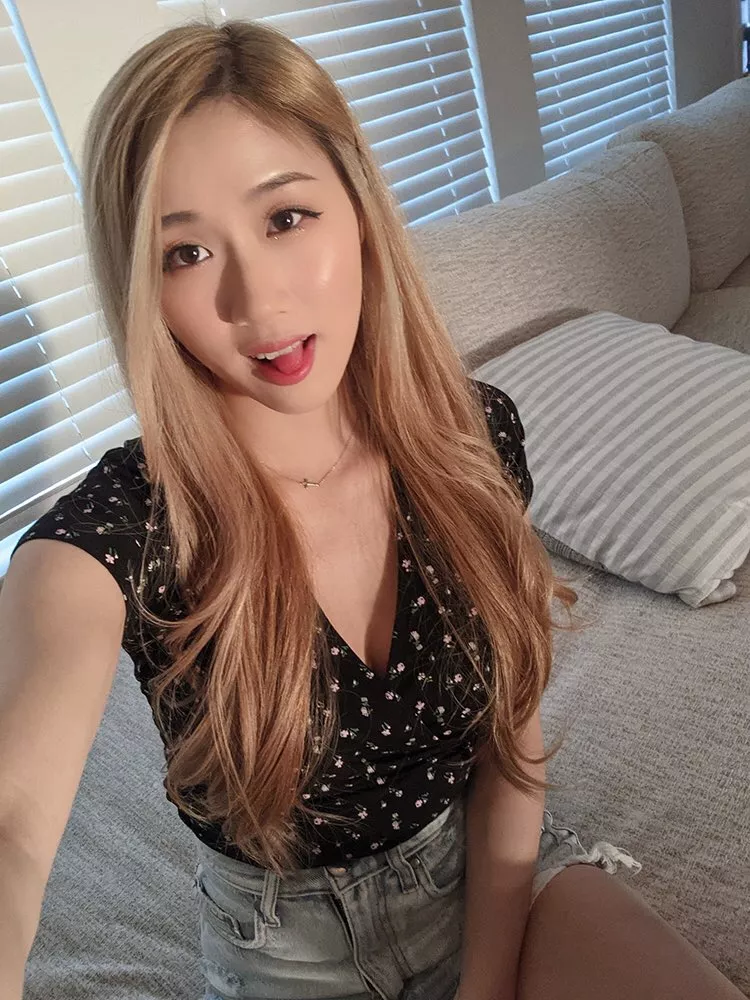 Cute blonde asian