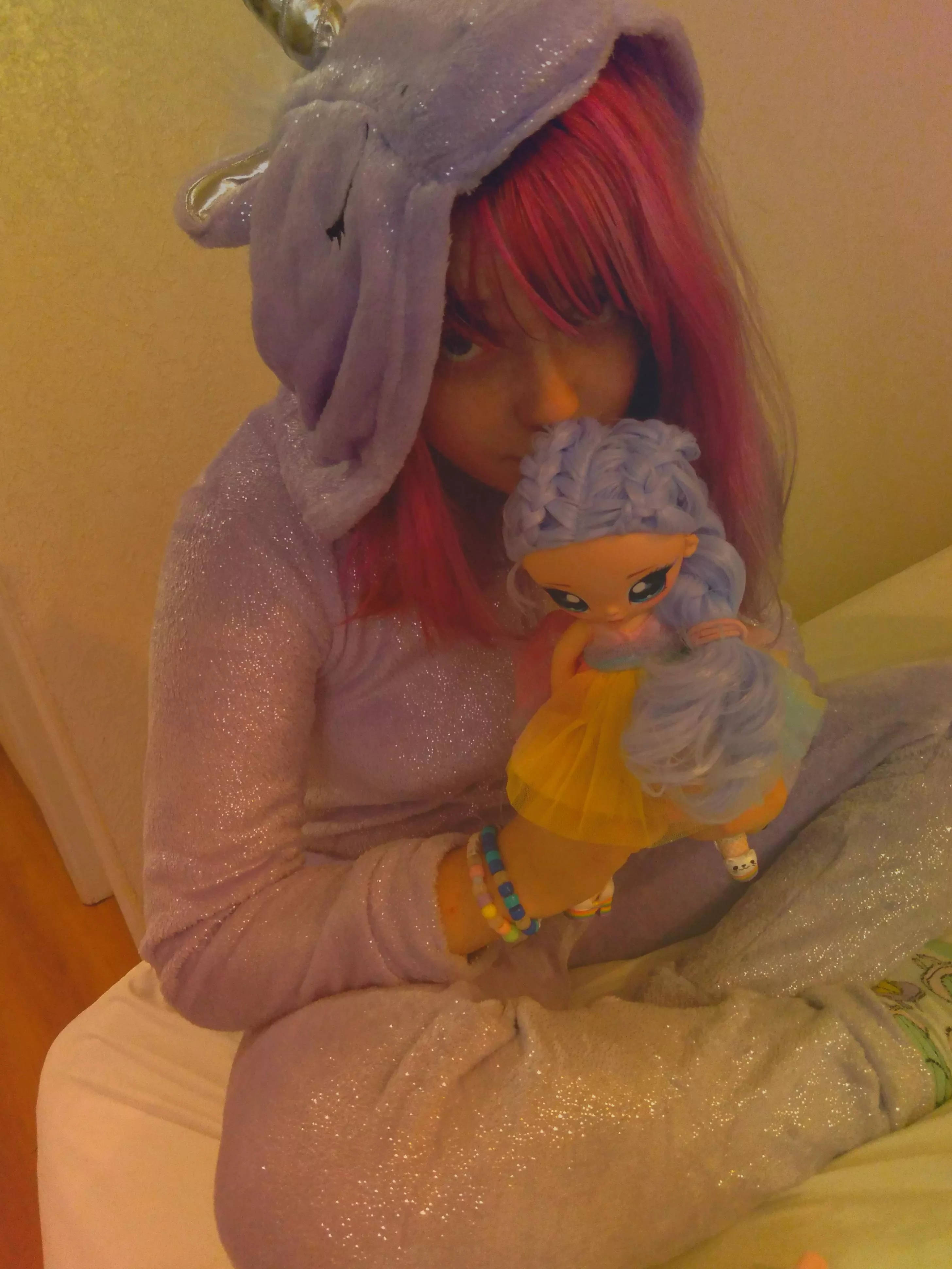 💜💜 Daddy bought me bunch of toys and this unicorn onesie 💜💜