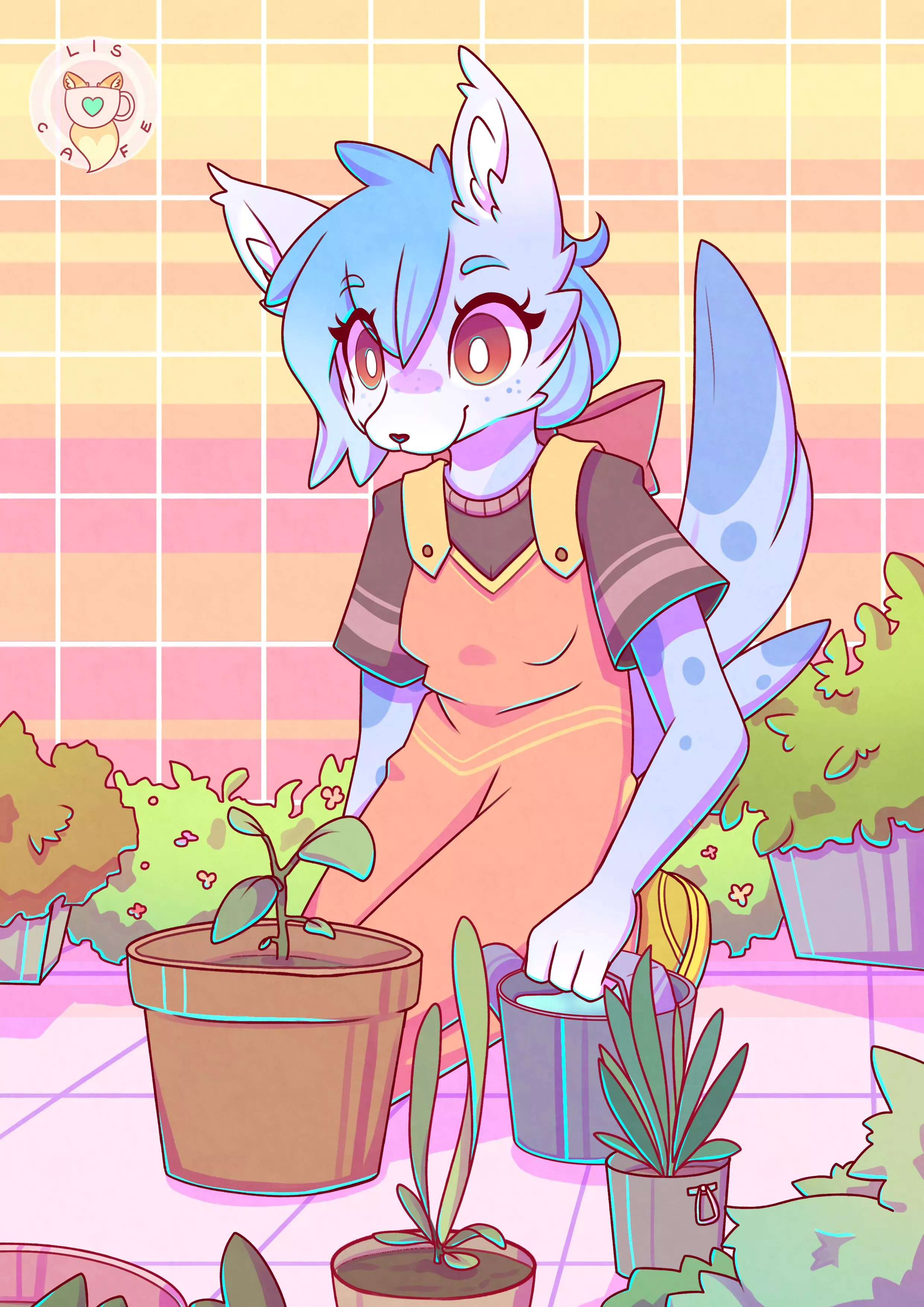 Daily furry drawing ; Day 4 - Growing (Twitter: @LisCaffe)