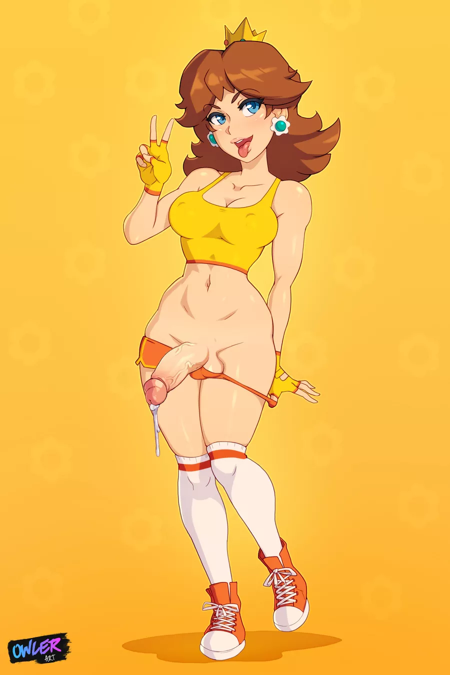 Daisy Peeling Off Her Shorts (Owler) [Mario]