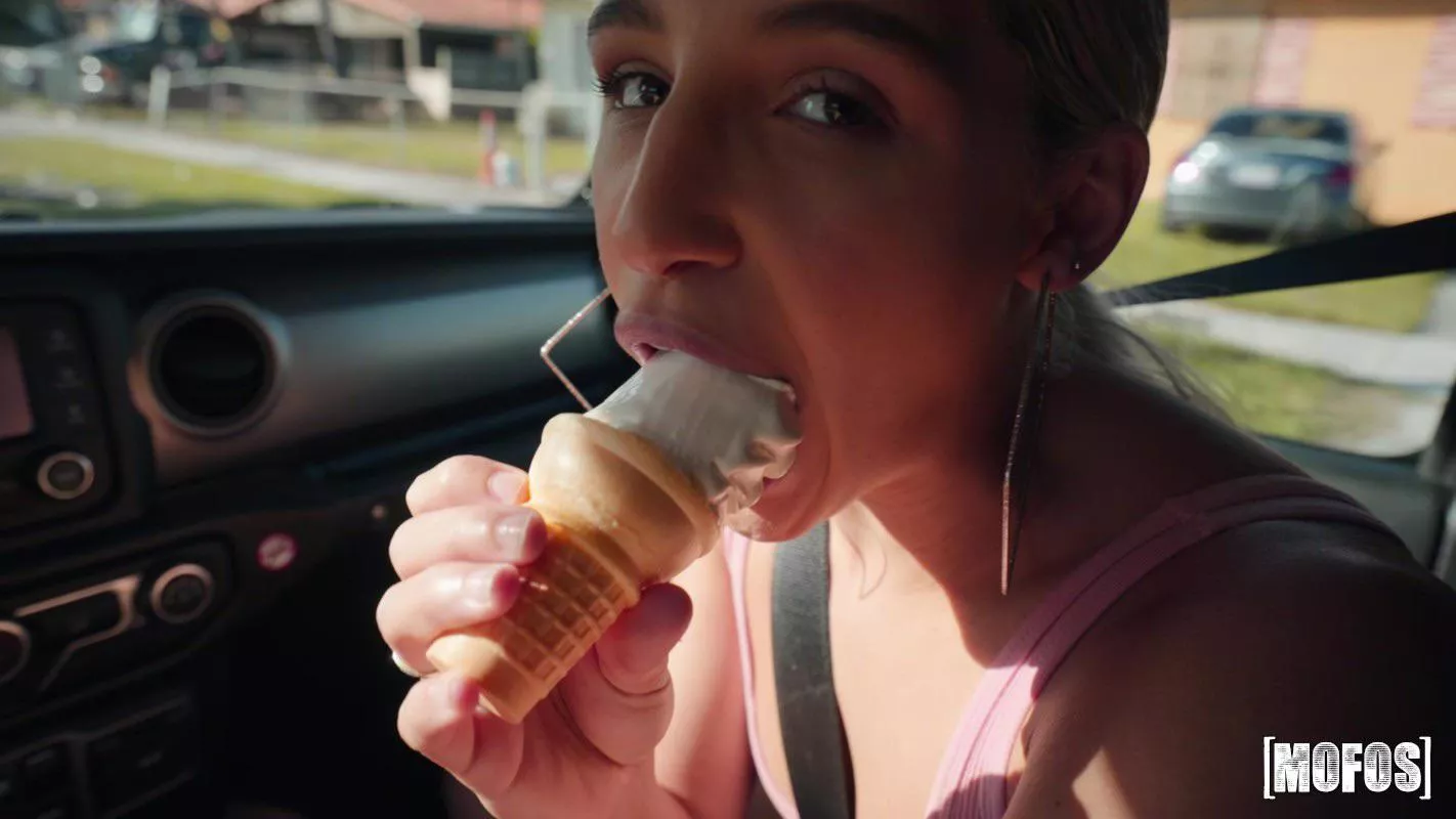 Damn she deepthroating ice cream