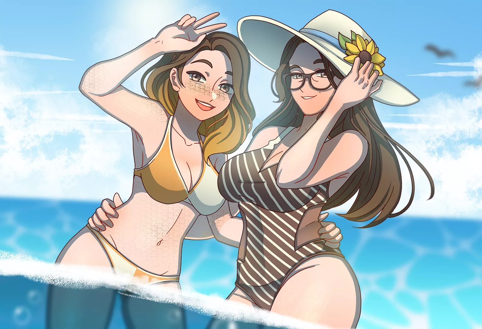 Daughter and mother on the beach [Time Wizard Studios]