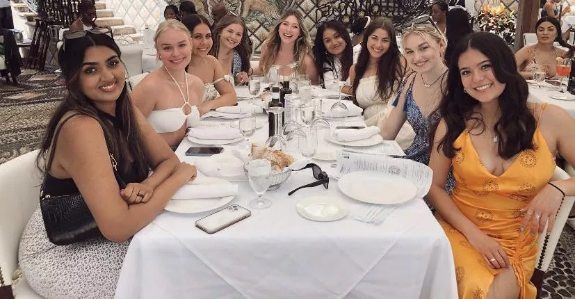 Dinner with 9 sexy girls