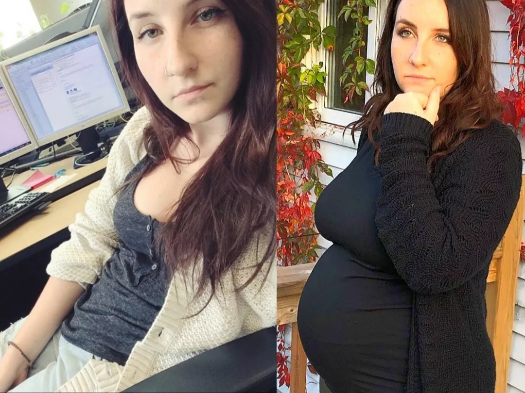 Dominique's pregnancy: from no tits, to big tits