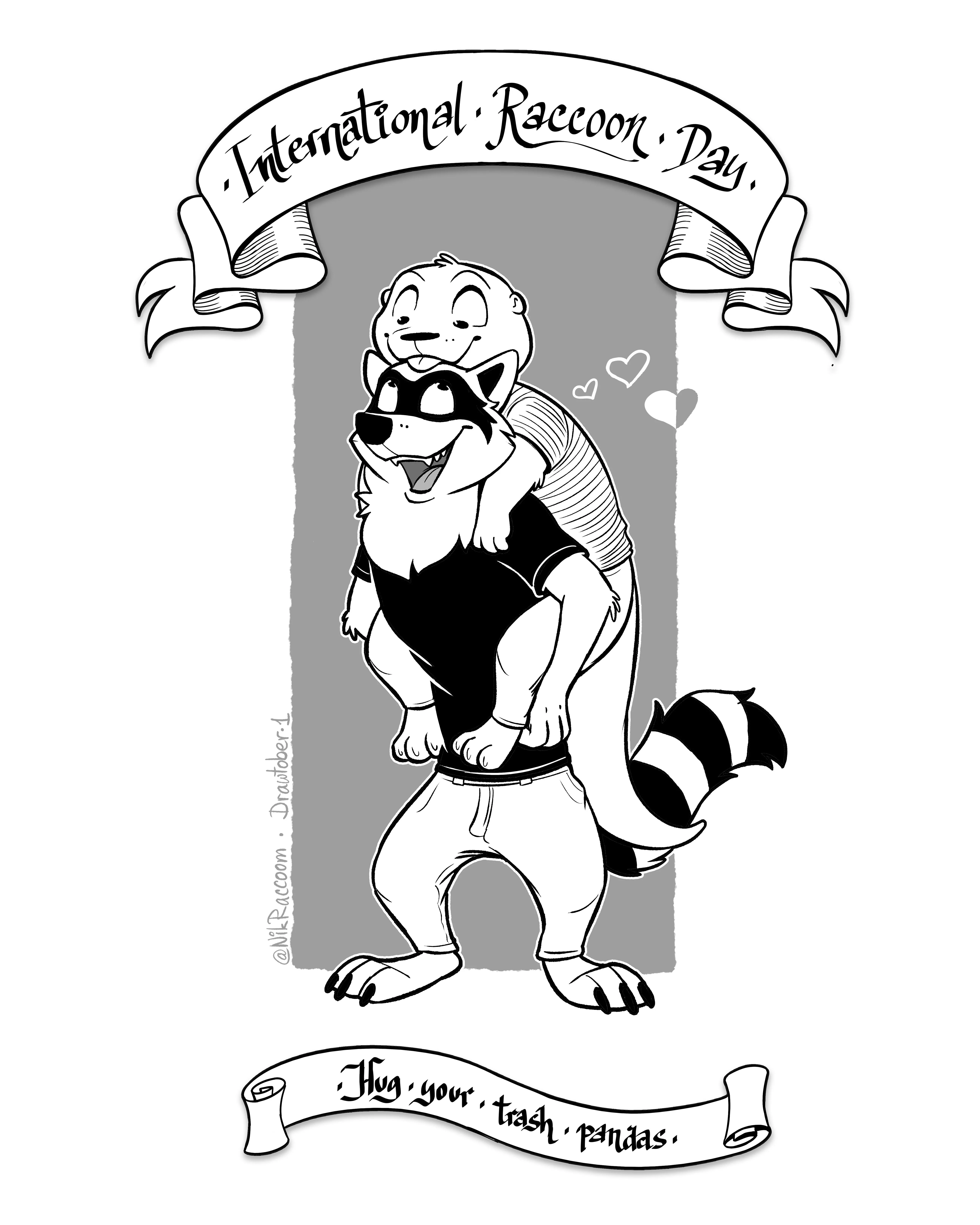 Drawtober 1 - Raccoons Appreciation Day. By me (@NikRaccoom )