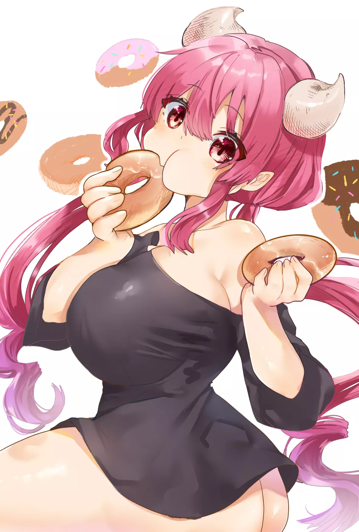 Eating a donut