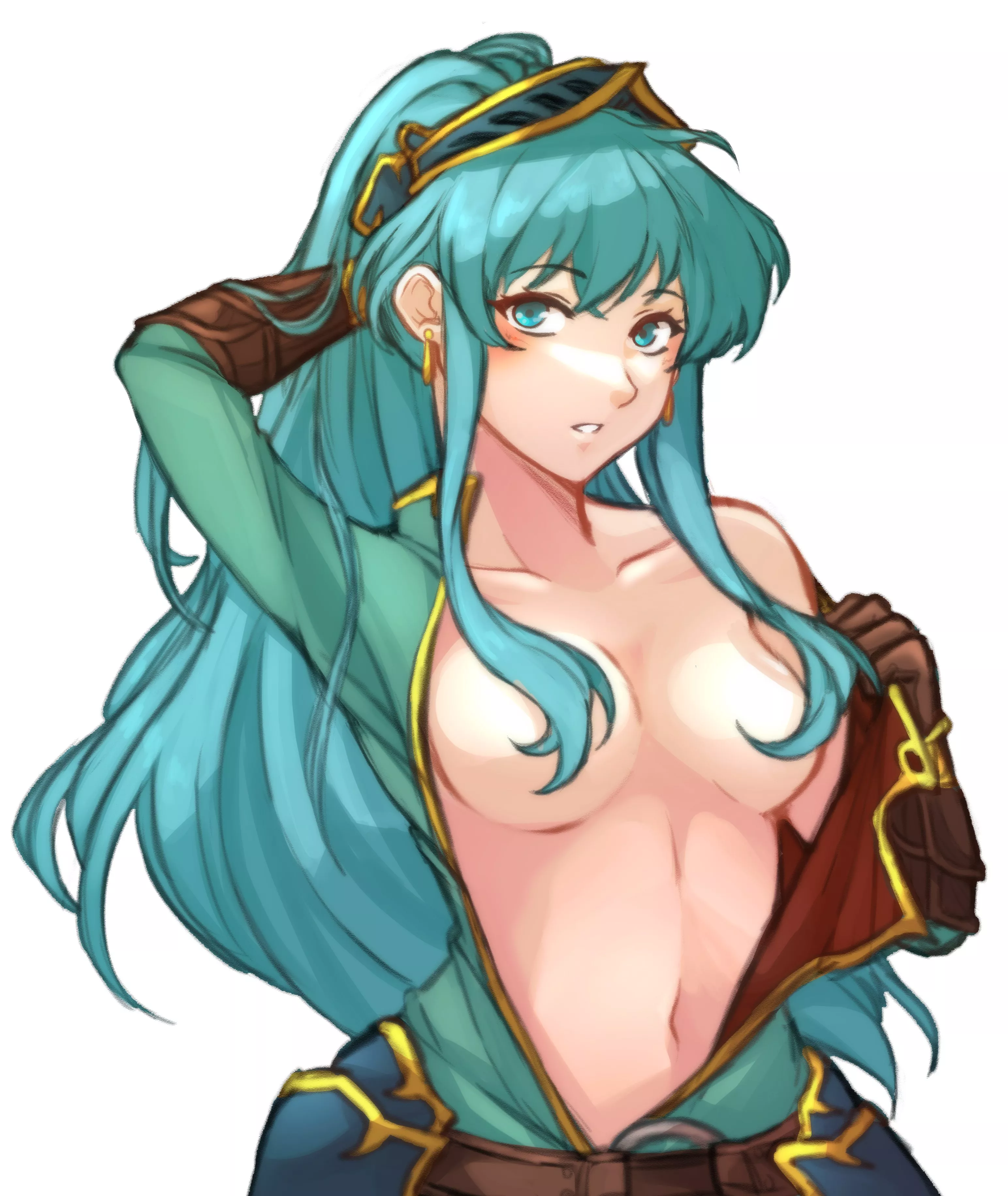 Eirika taking off Ephraim's clothes (@tridisart)