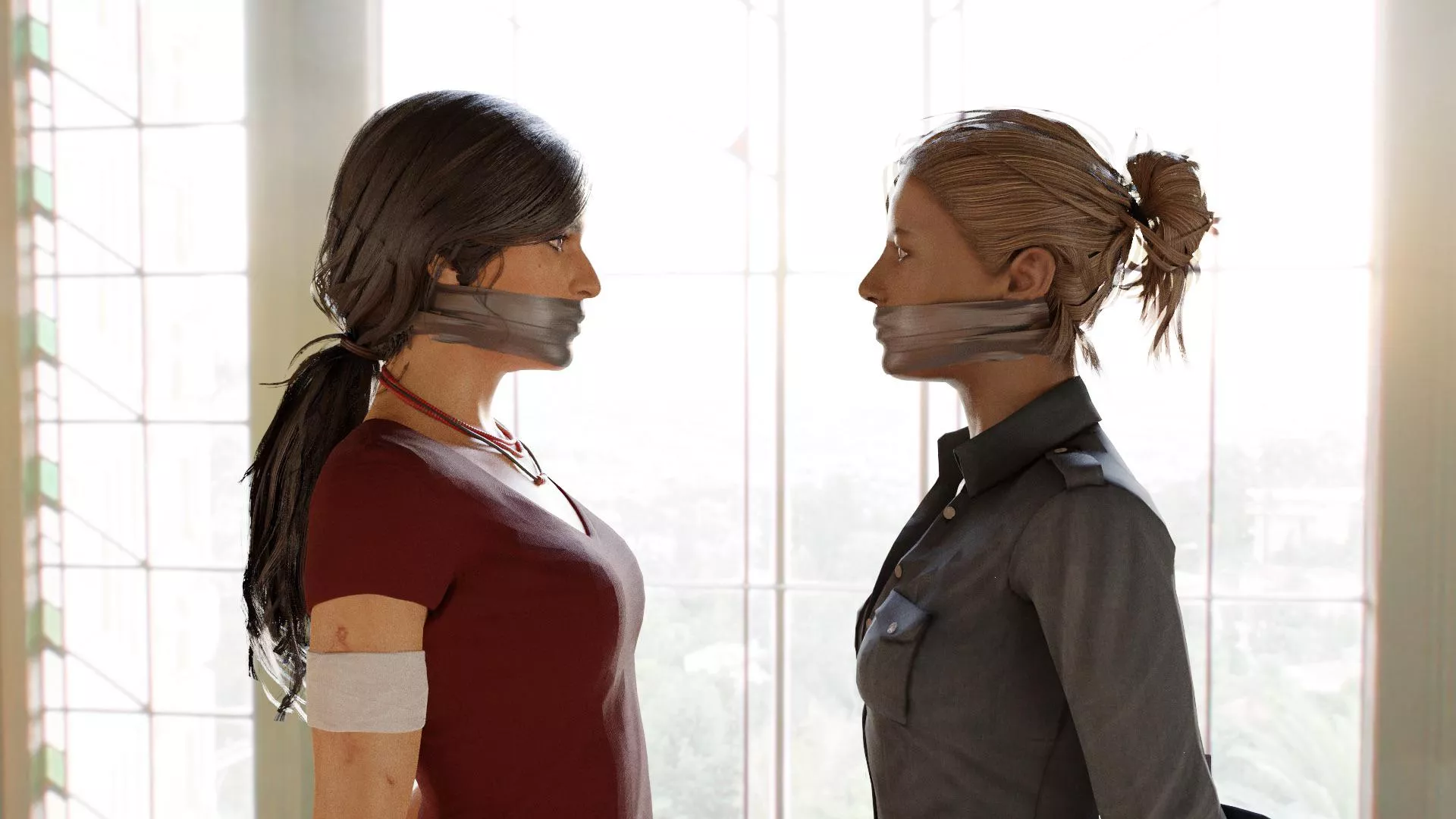 Elena and Chloe tape gagged (TheBlenderTaper) [Uncharted]