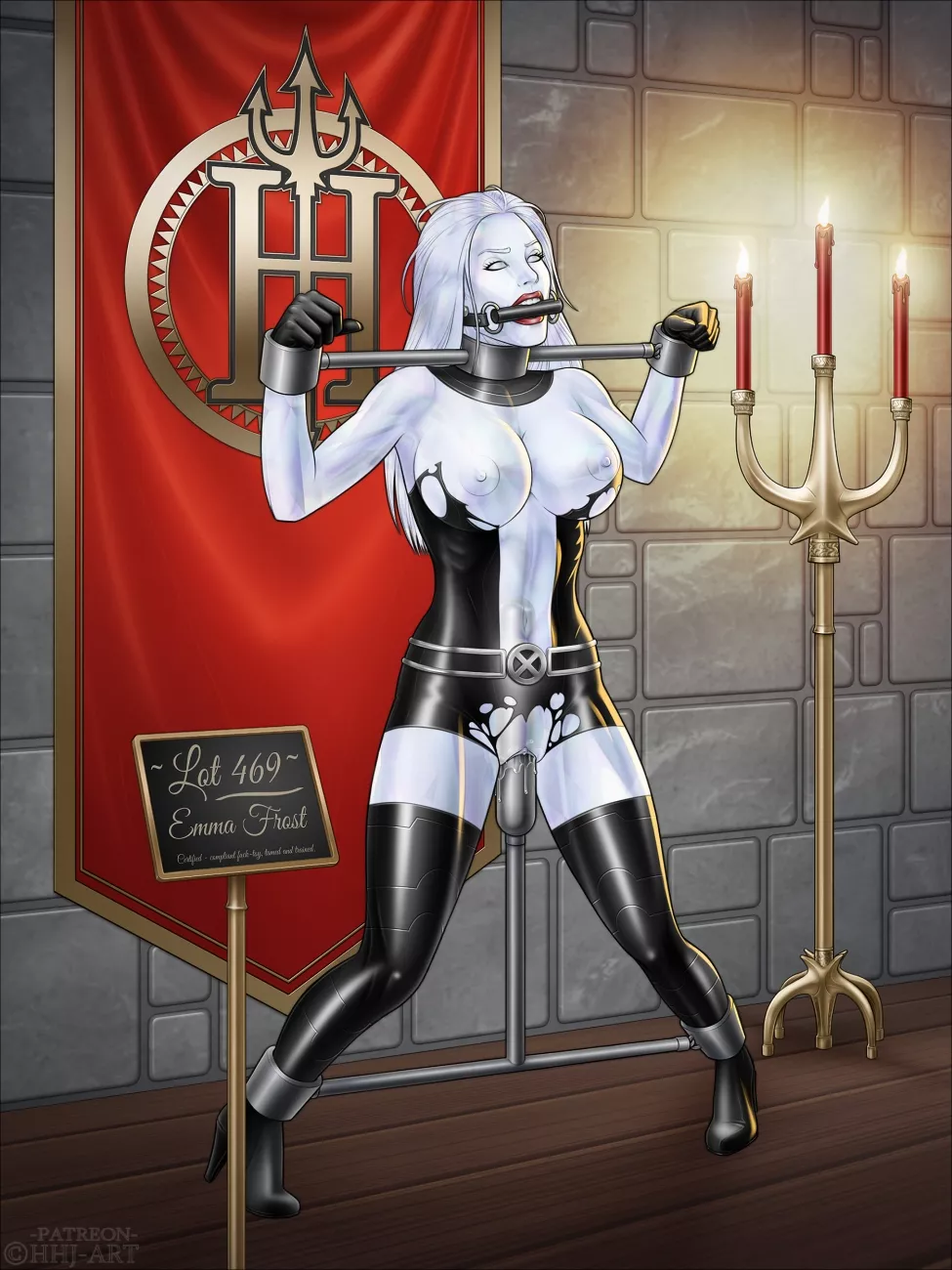 Emma Frost auctioned off by the Hellfire Club. (HighHeeledJill) [X-Men]