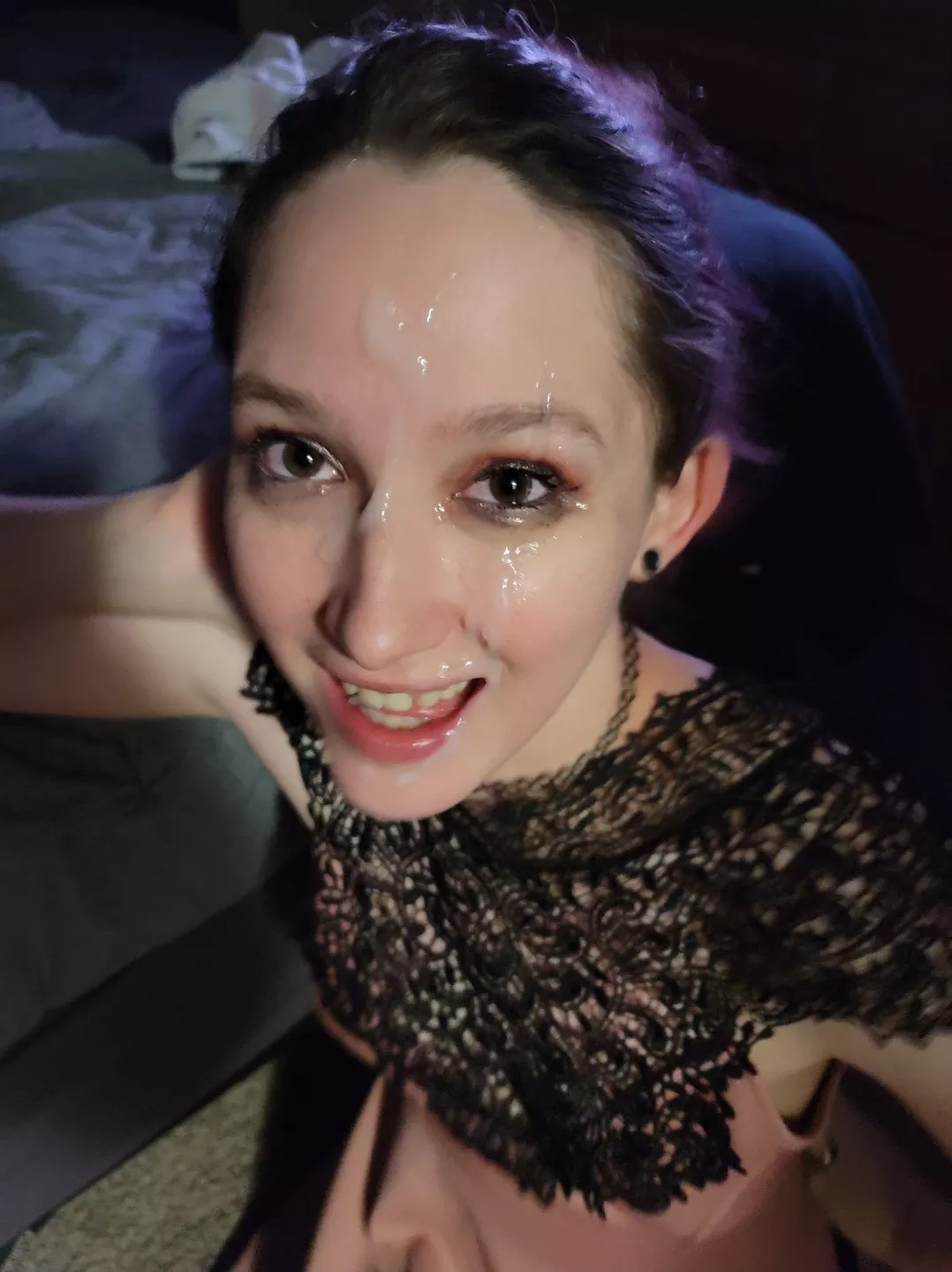 Face full of cum and ready for round 2