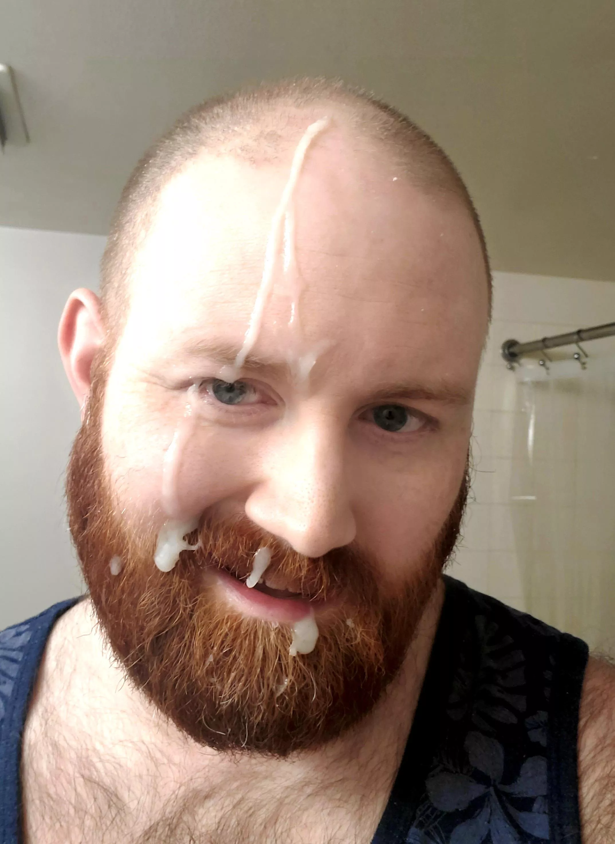 Facial from a hookup the other night. Who wants to cum on my ginger beard next?