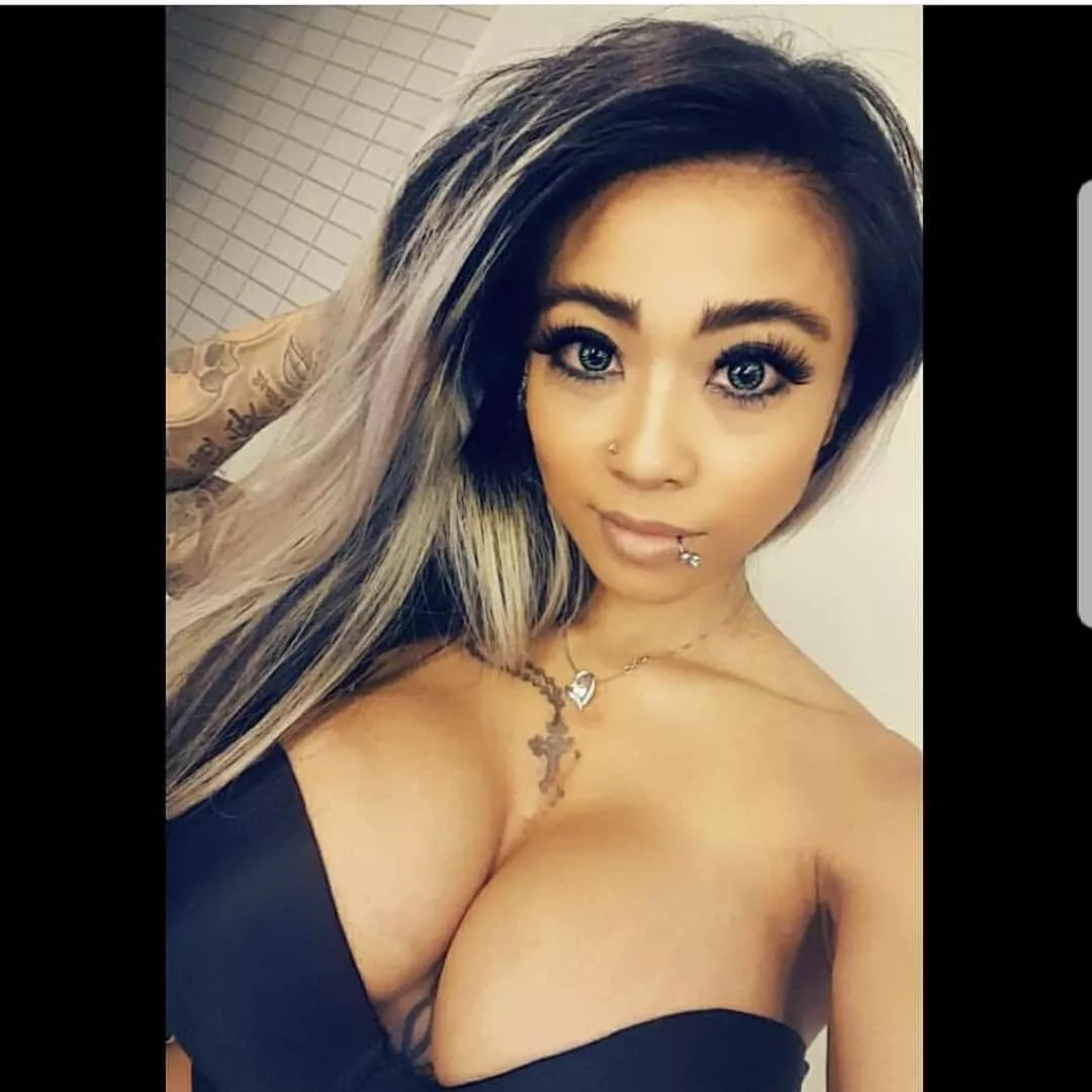 Fake tits Asian babe @inkedcyborg