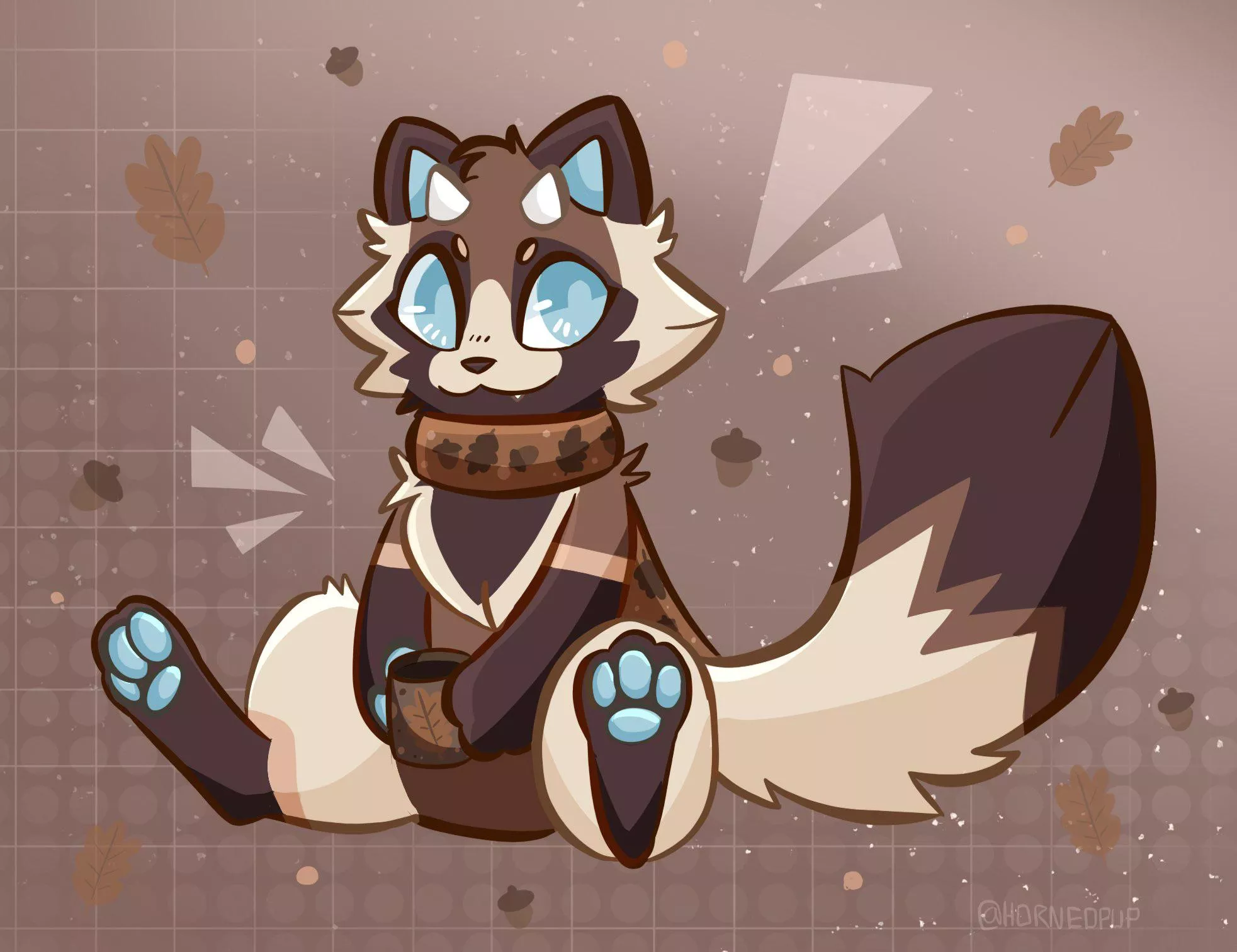 Fall art of my sona (art by me) [@hornedpup on twitter]