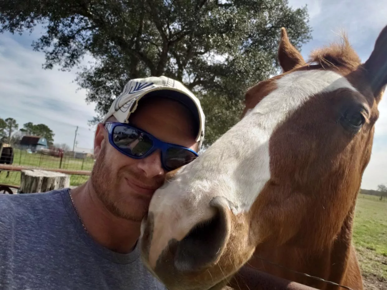 Farm boy chilling with my buddy