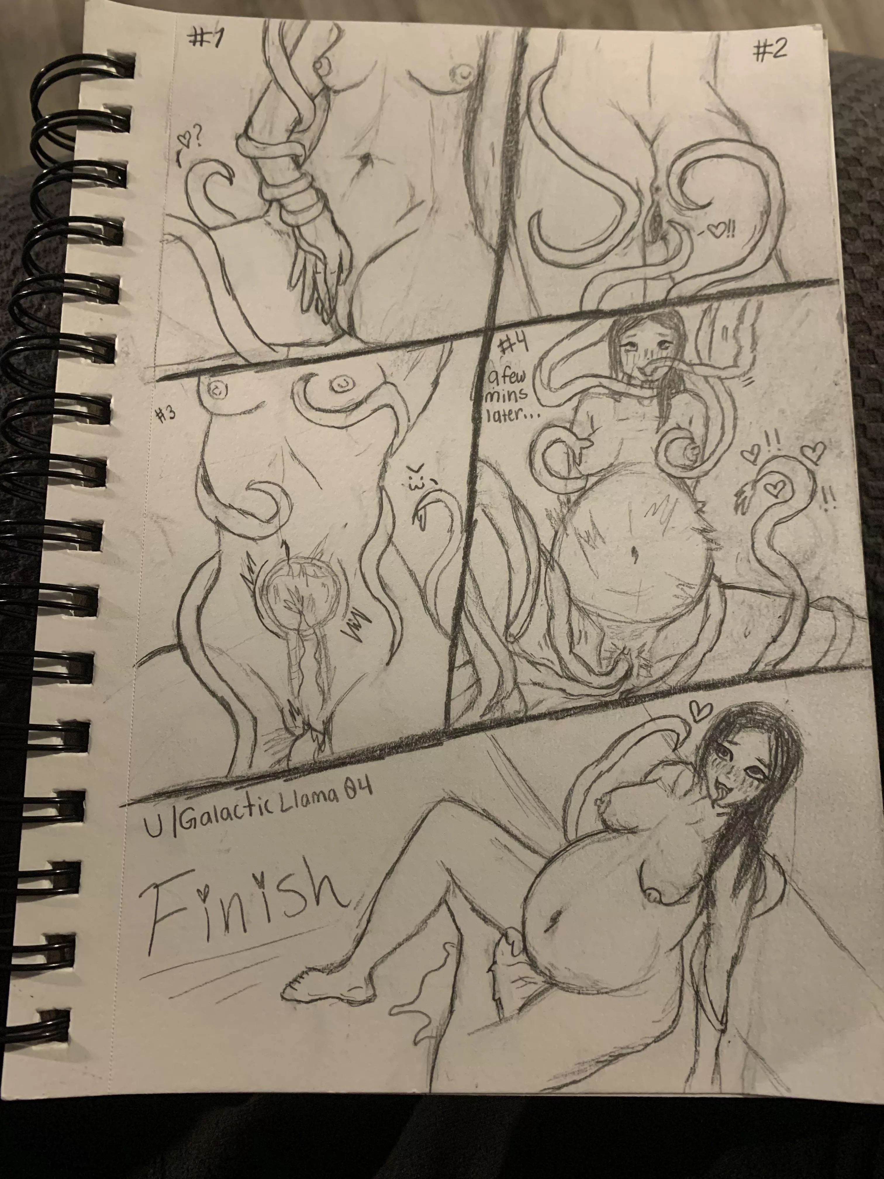 Female gets absolutely cum inflated with tentacles~