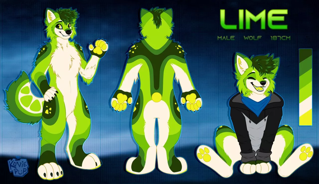 Finally got my first ref sheet done, by Kovie pup! Links in the comments.