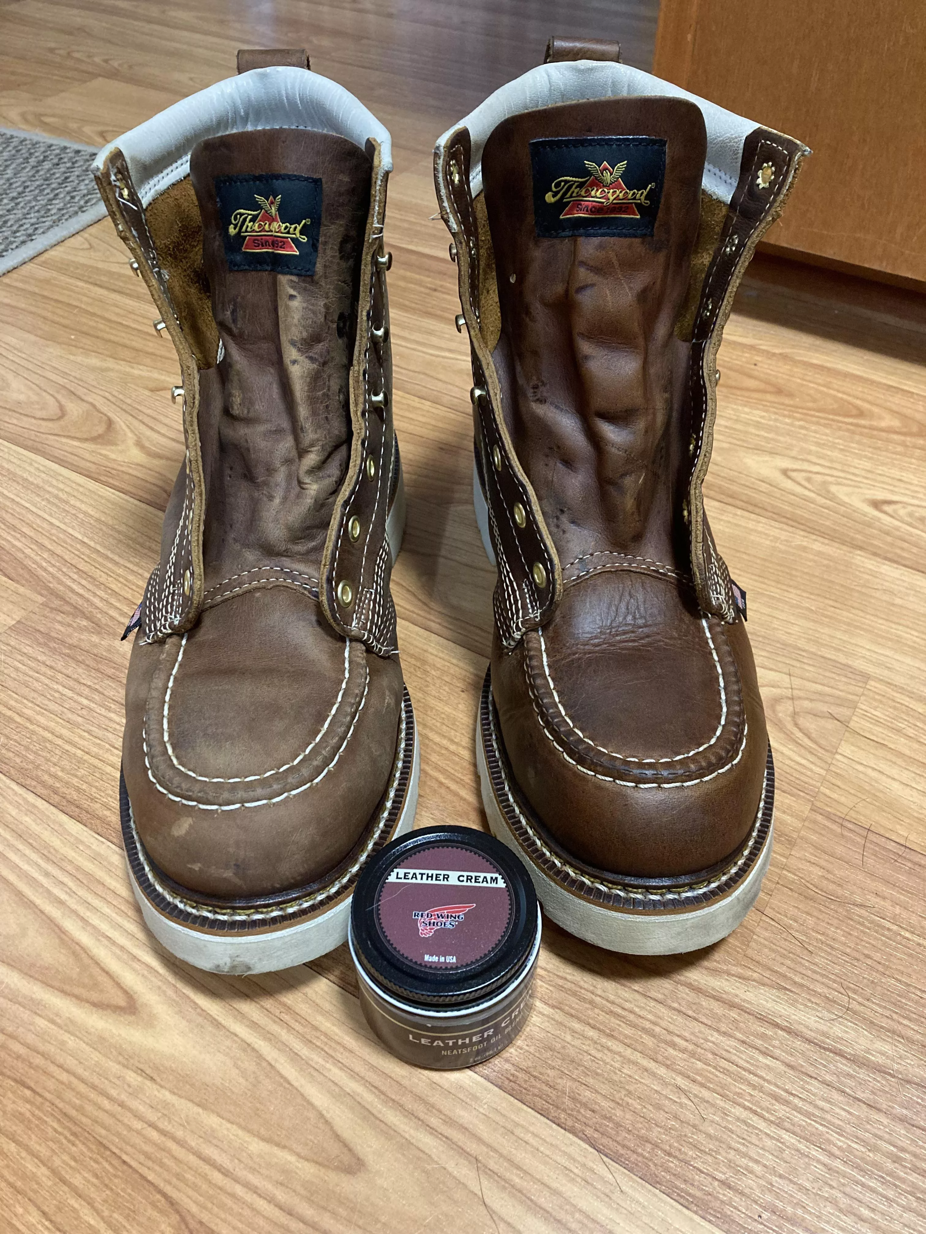 First condition. Thorogood crazy horse, Redwing leather cream