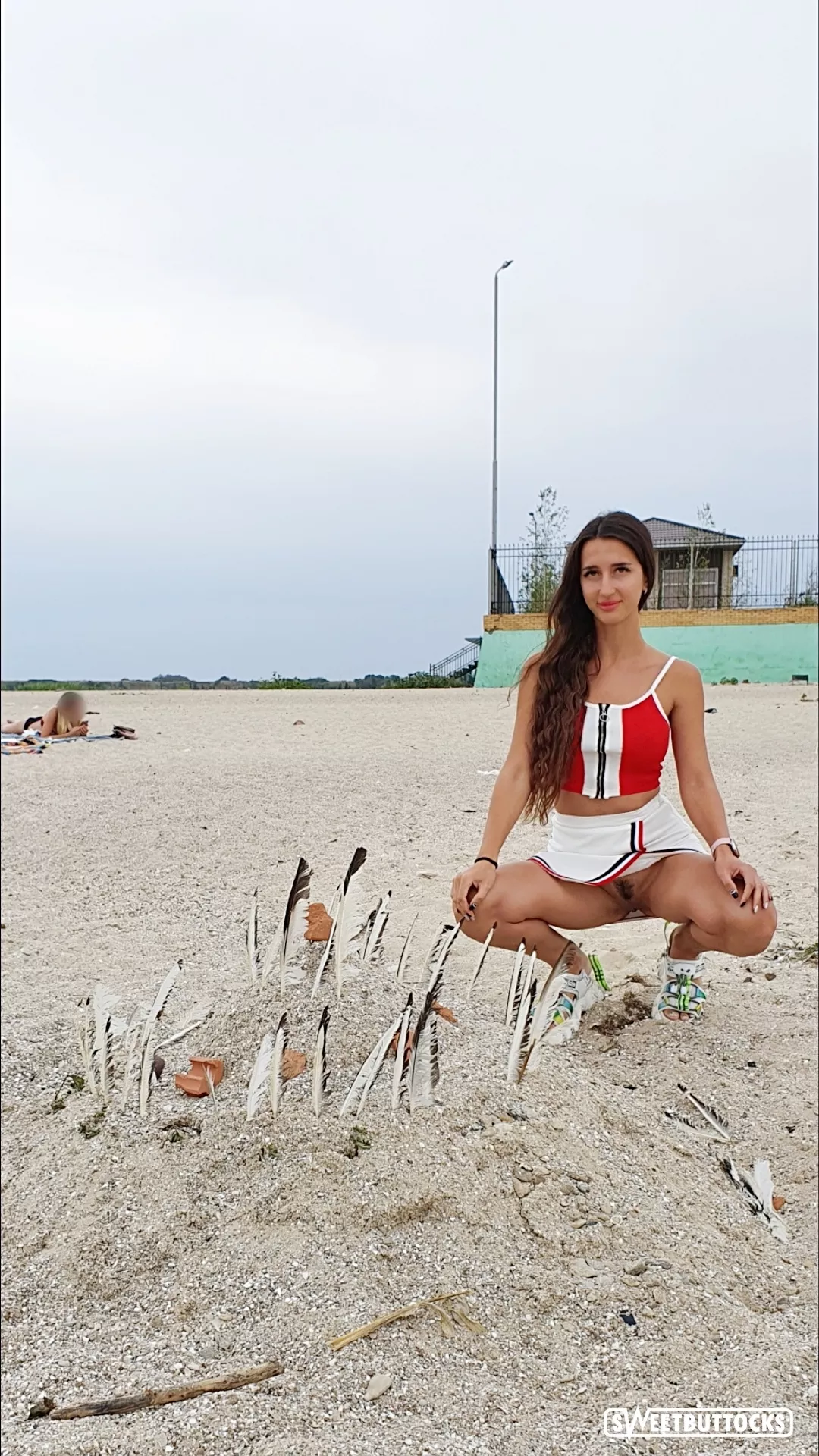 Flashing my pussy in public beach!