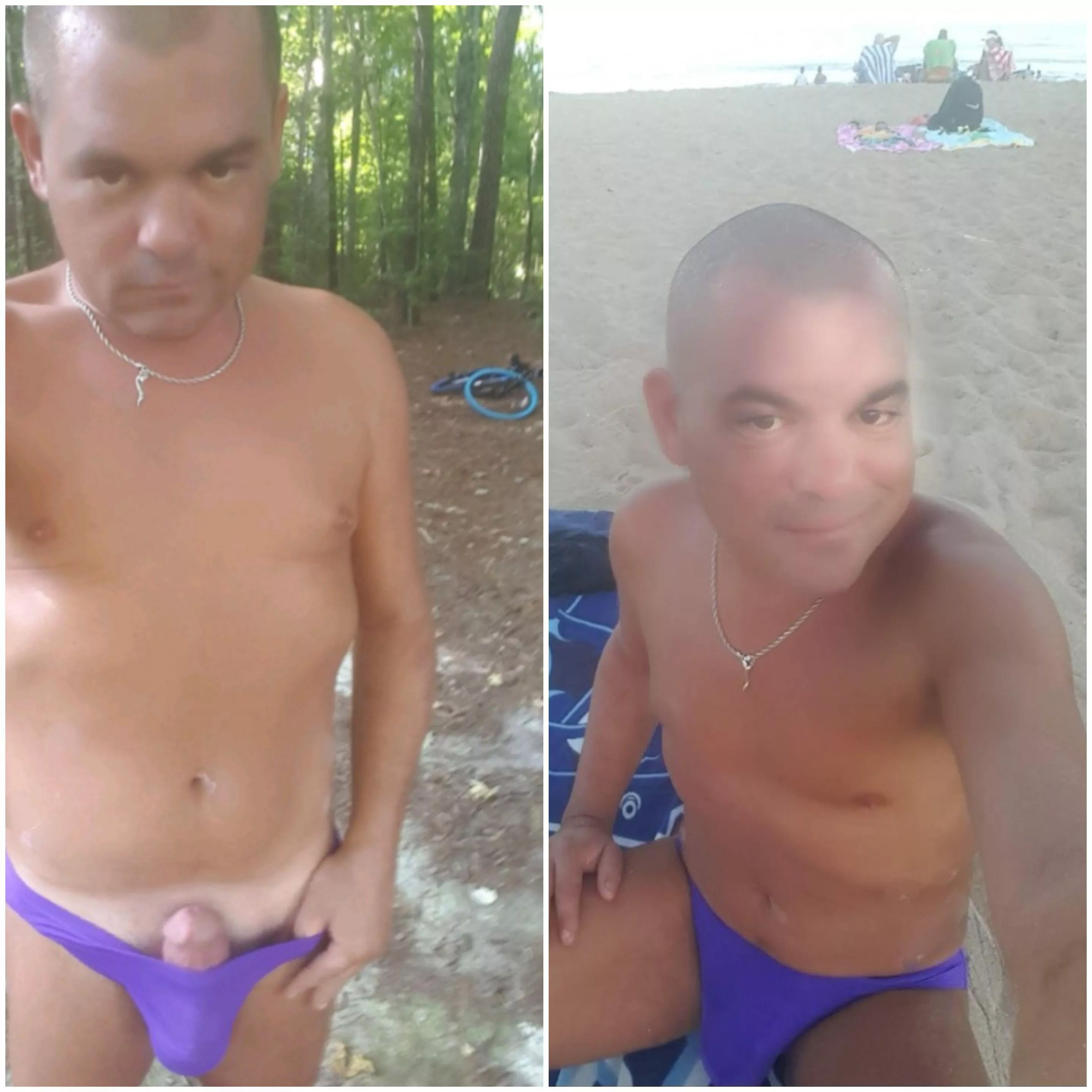 Flashing on the bike trail on the way to the beach in my speedo