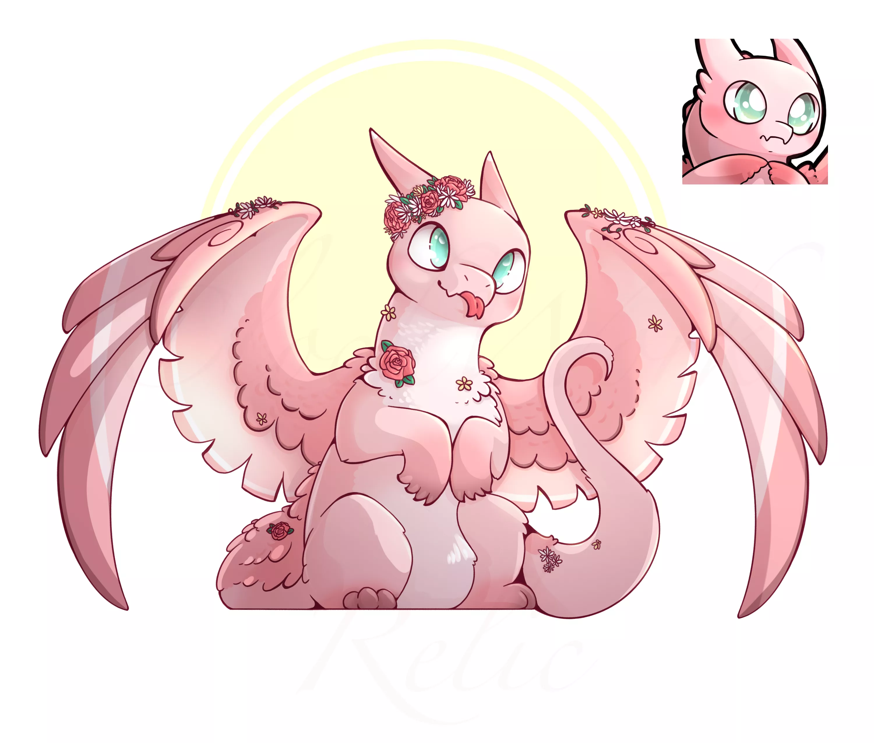 Flora - Flower Dragon Commission (art by me) - I recently finished this commission for the dragon and emote. Now Iâ€™m working on 5 more emotes of this character.