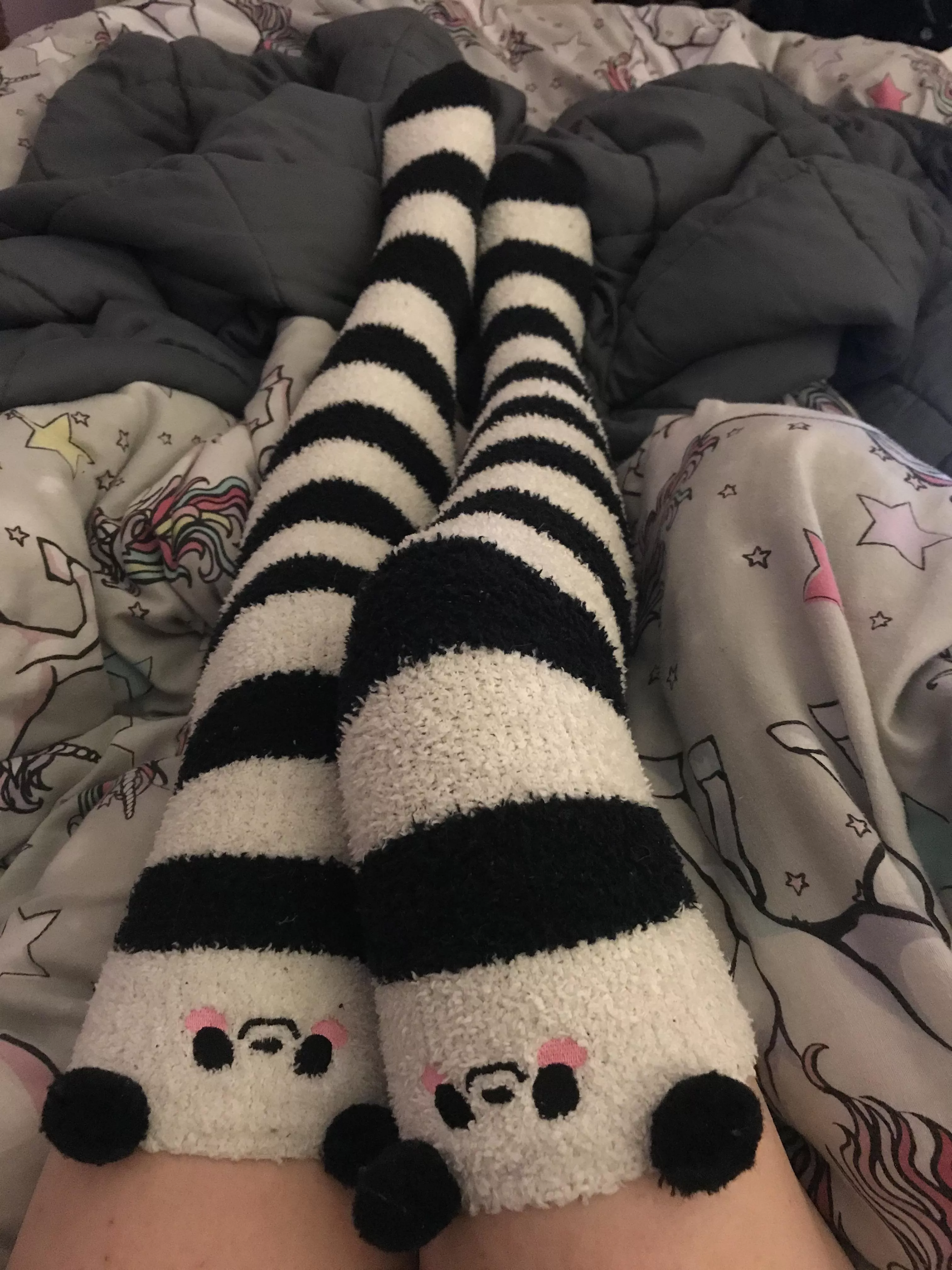 Fluffy panda socks 🖤🤍