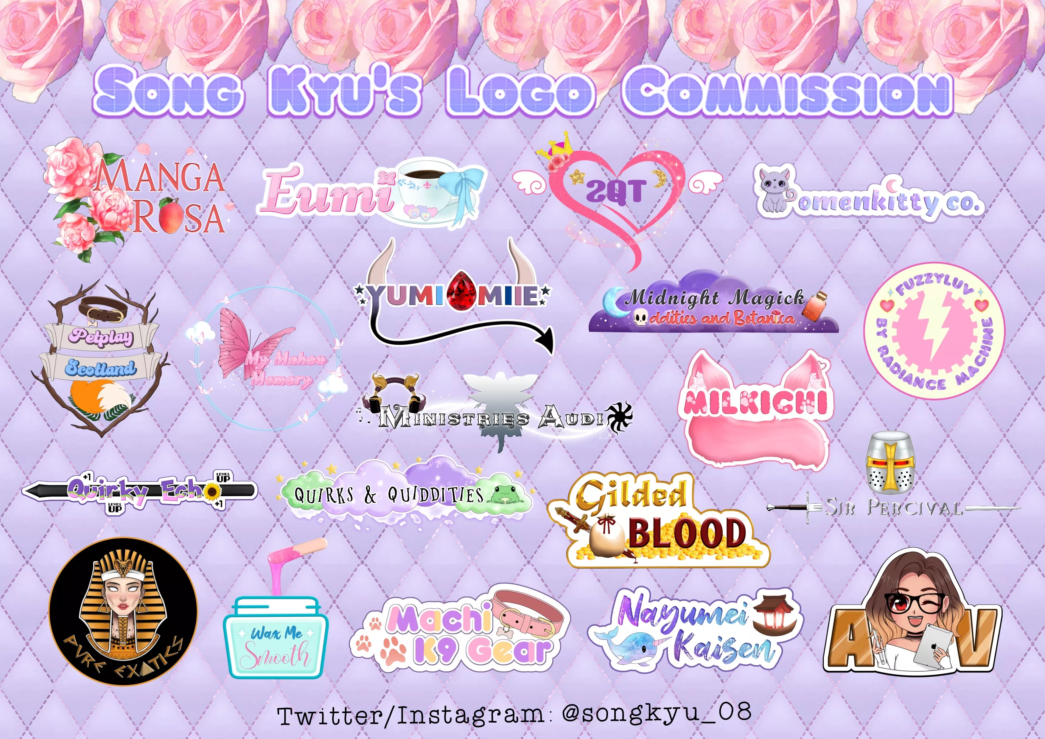 [FOR HIRE] ❦𝐋𝐨𝐠𝐨 𝐂𝐨𝐦𝐦𝐢𝐬𝐬𝐢𝐨𝐧❦ Hello everyone! My logo commission is open~ It can be used for your watermark, twitch/vtubing, banner/bookcover, shop/business, etc. 💌 DM me if you're interested!