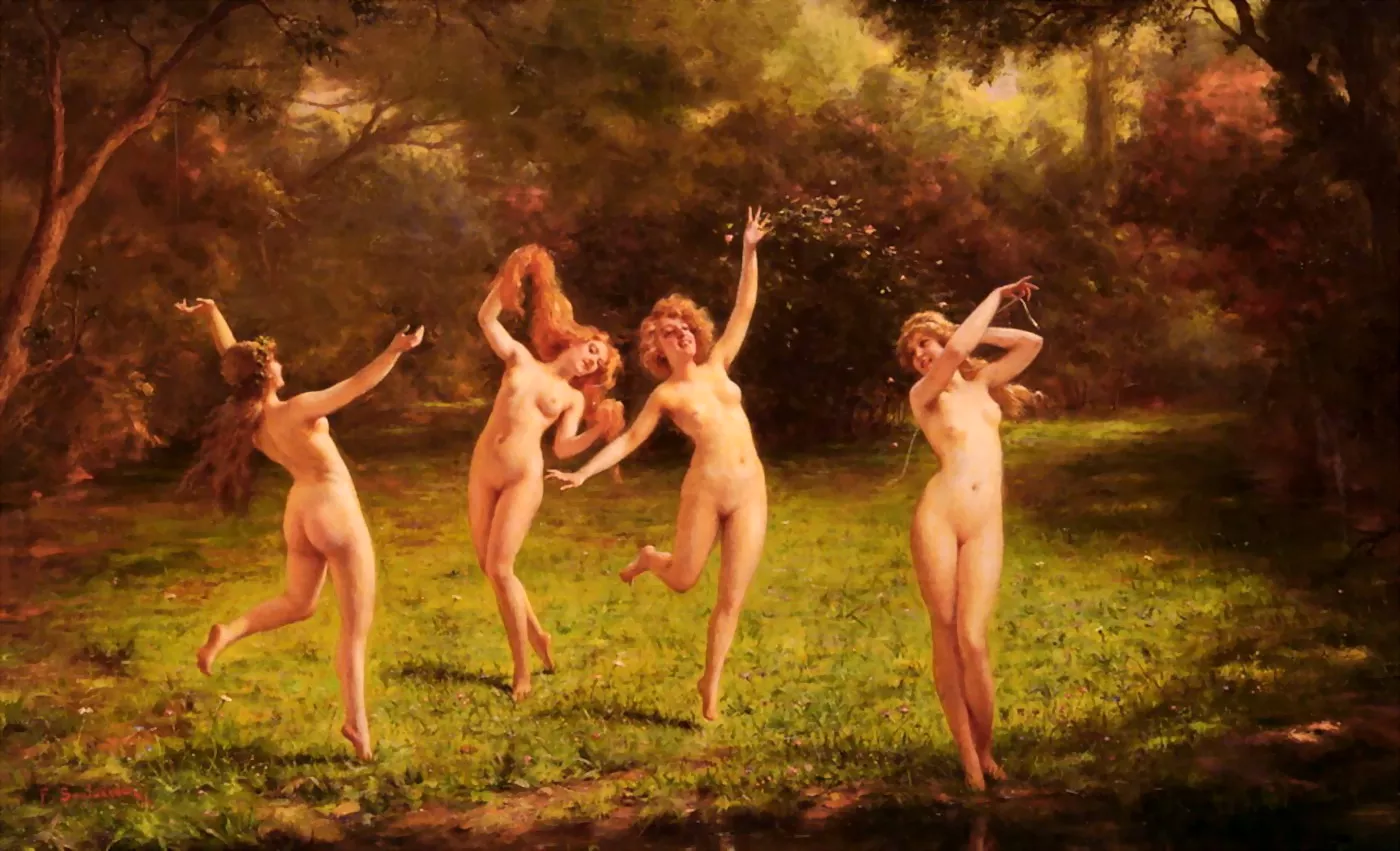 Four Nymphs At Play (Woodnymph Art)