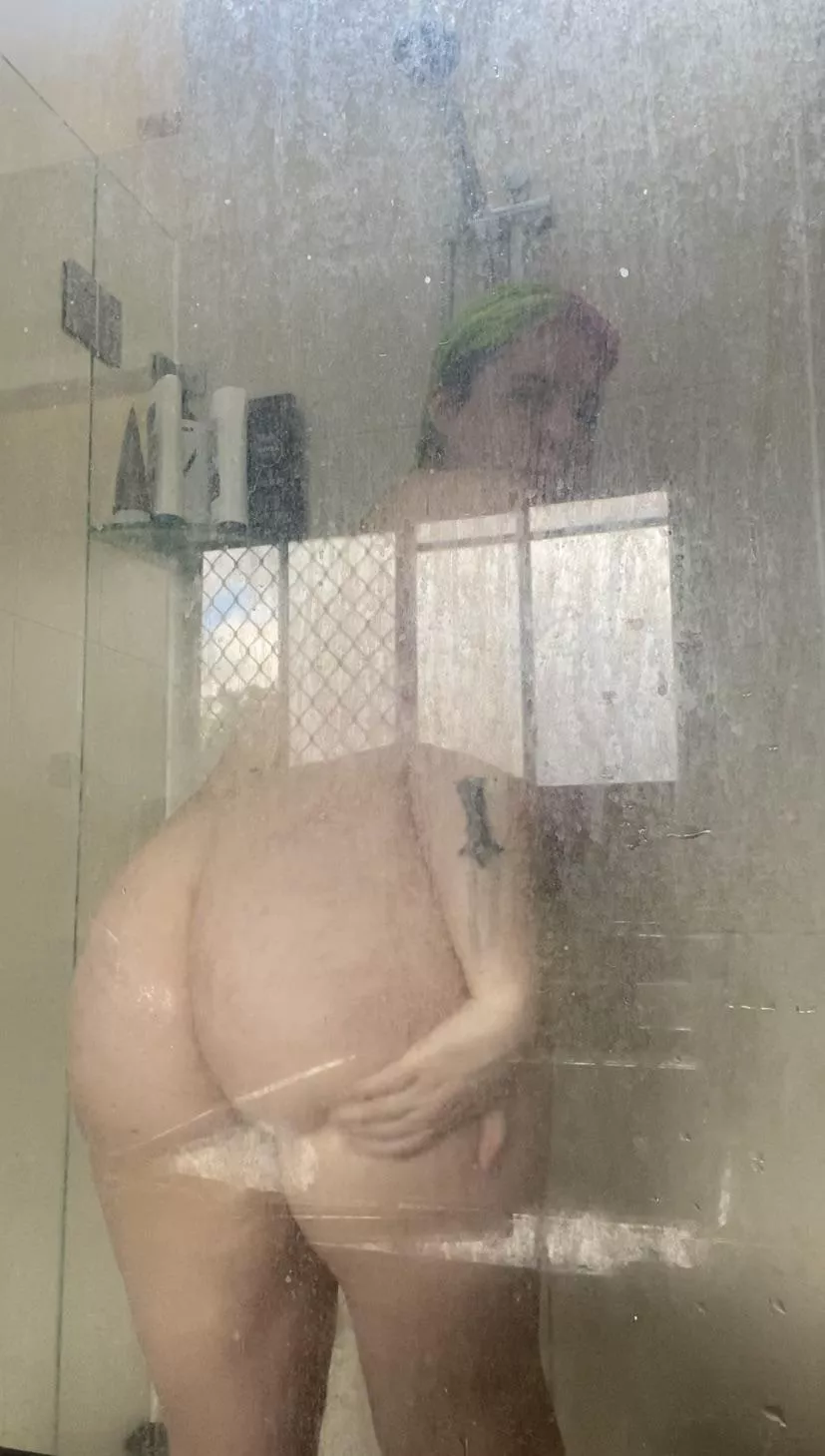 From behind in the shower