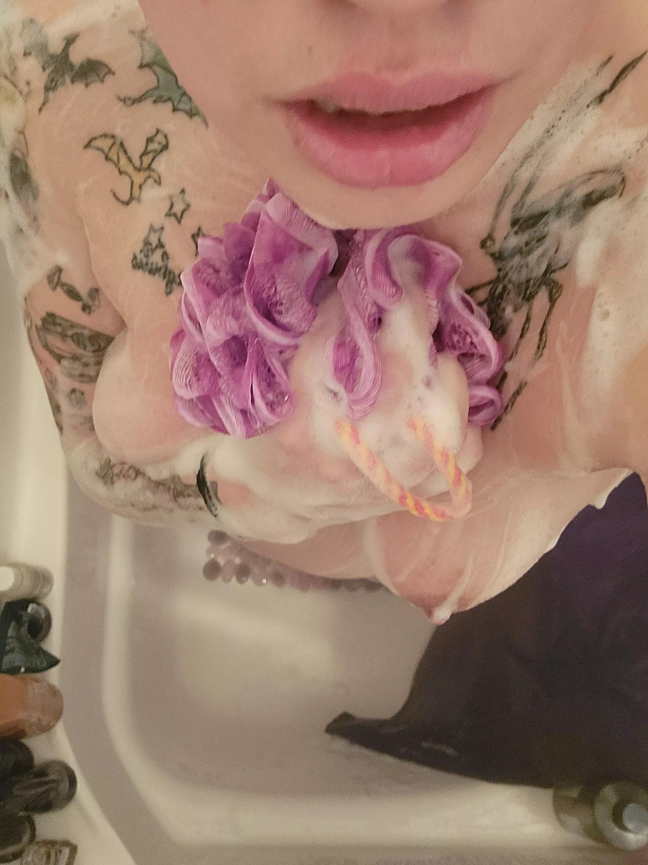 Full lips and soapy tits...