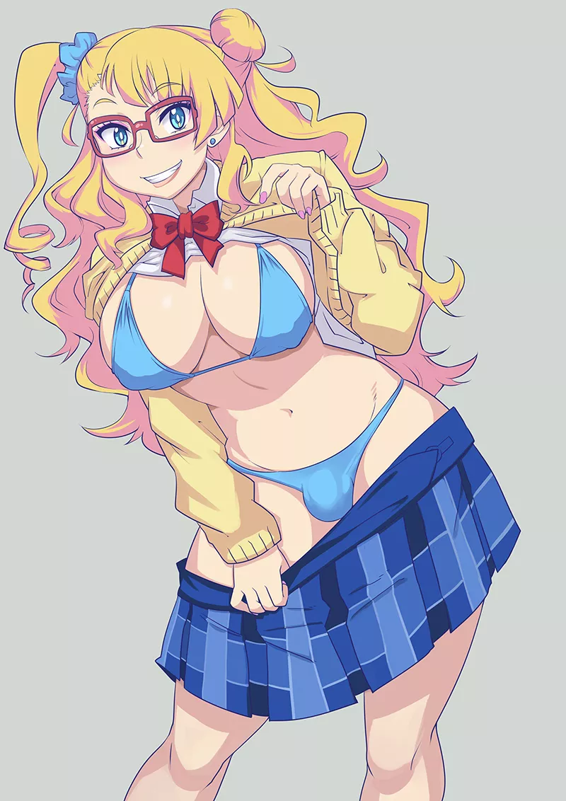 Galko Bikini Under Her Uniform (Knightgawain) [Please Tell Me! Galko-chan]