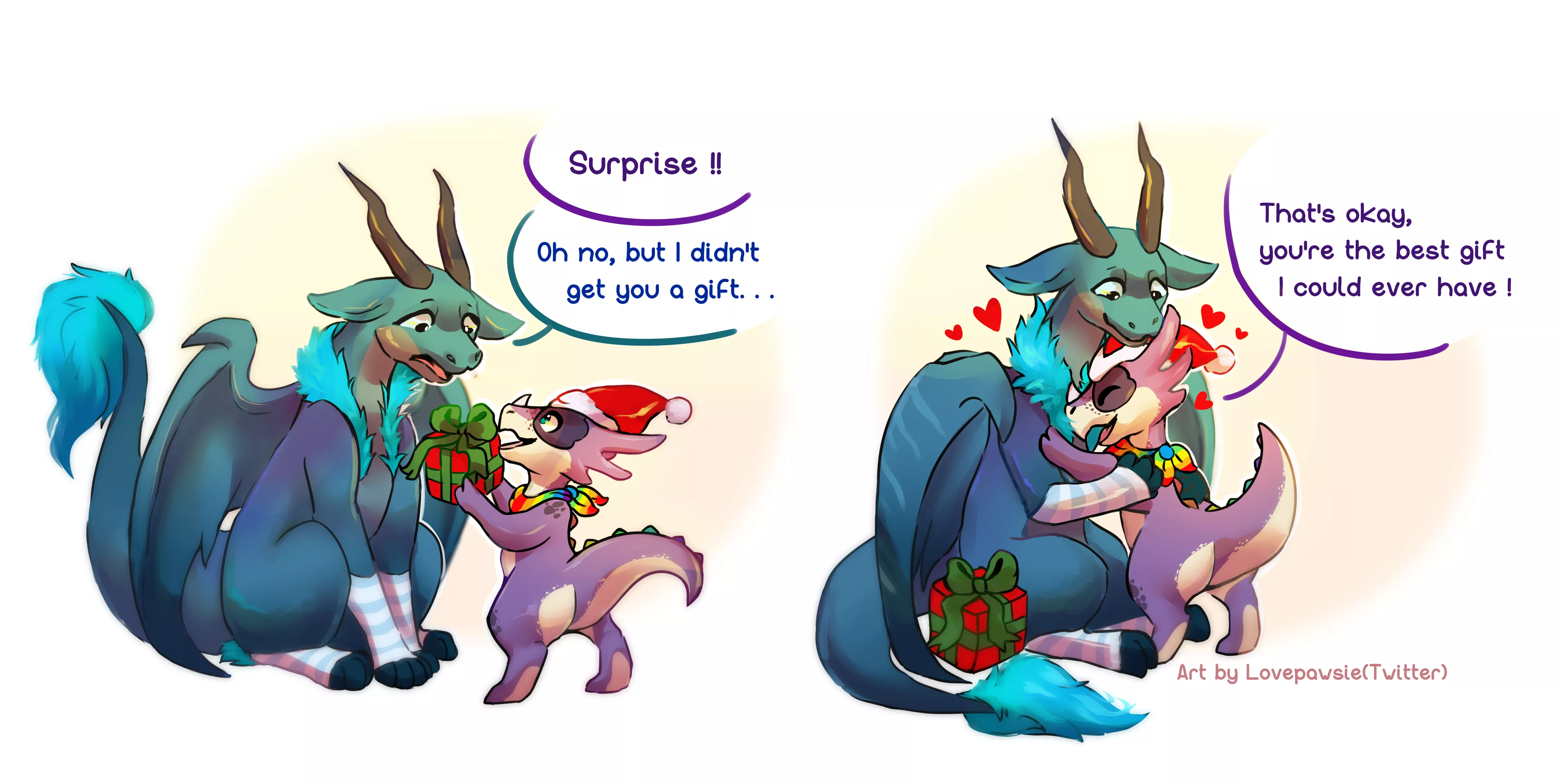 Gift. Comic commish for u/XenTheKobold . (art by me, Twitter @lovepawsie)