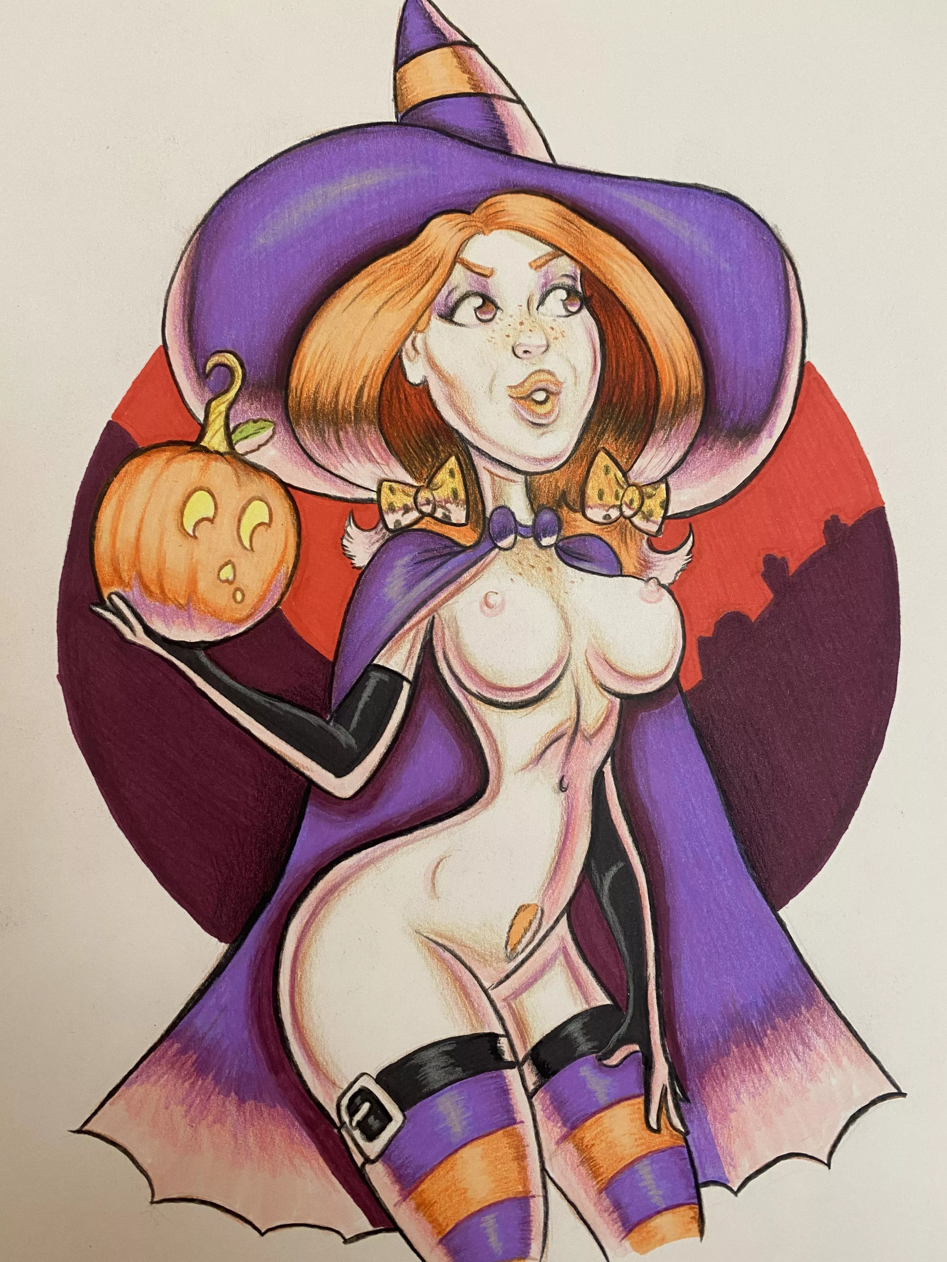 Ginger witch (oc) color pencils and stuff