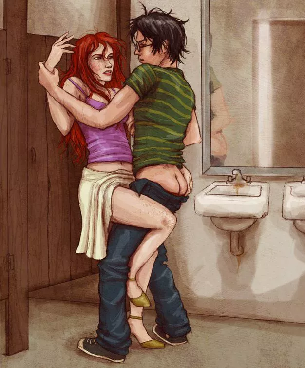 Ginny always loves it when Harry is rough with her.