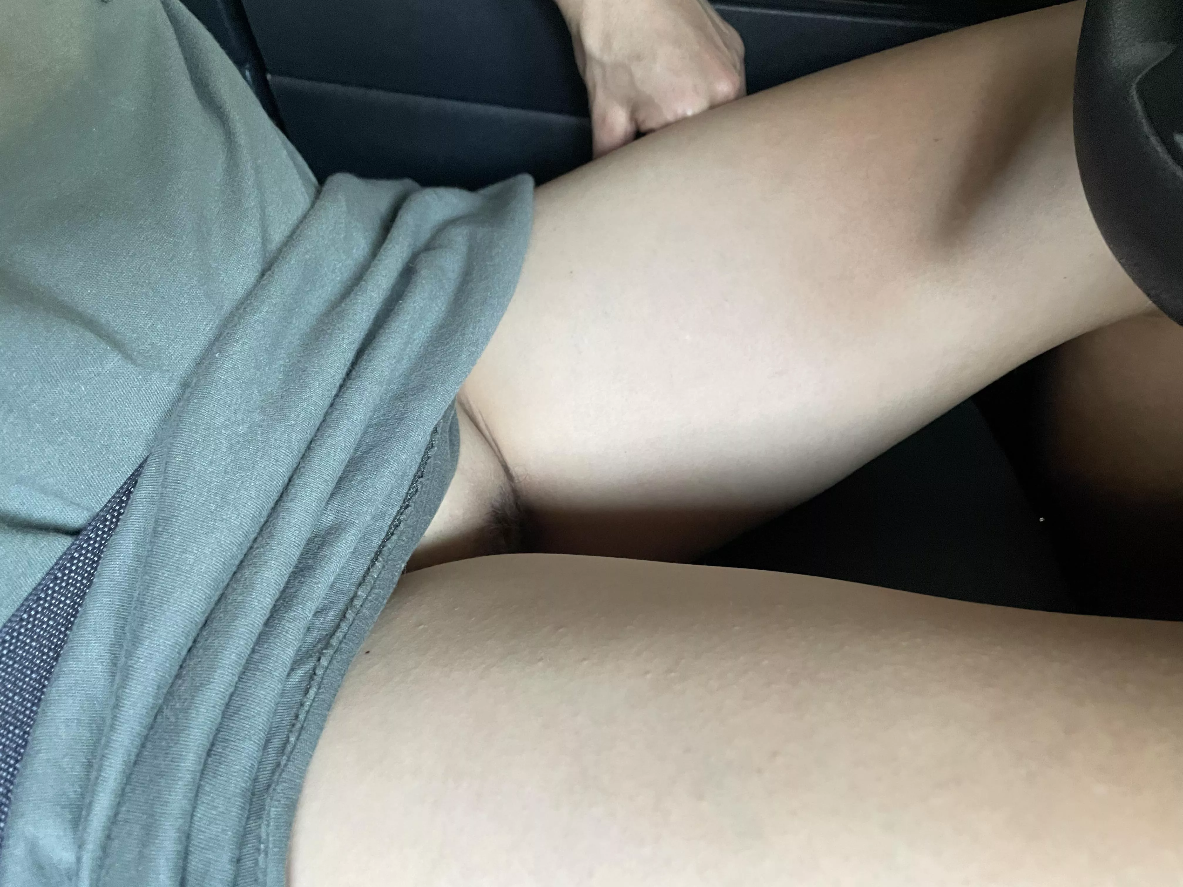 Giving him a little peak in the car. ;)