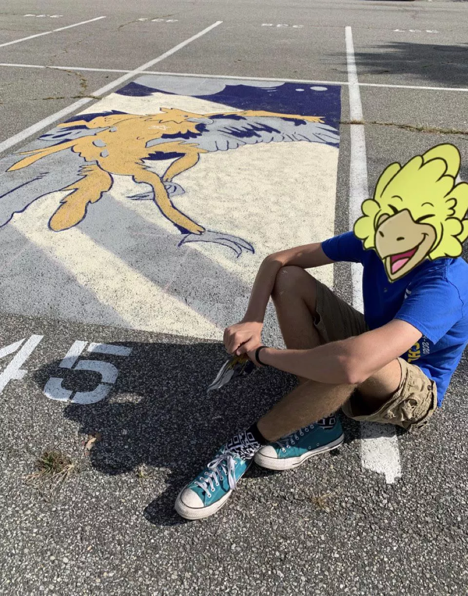 Got to paint myself on my school parking spot!