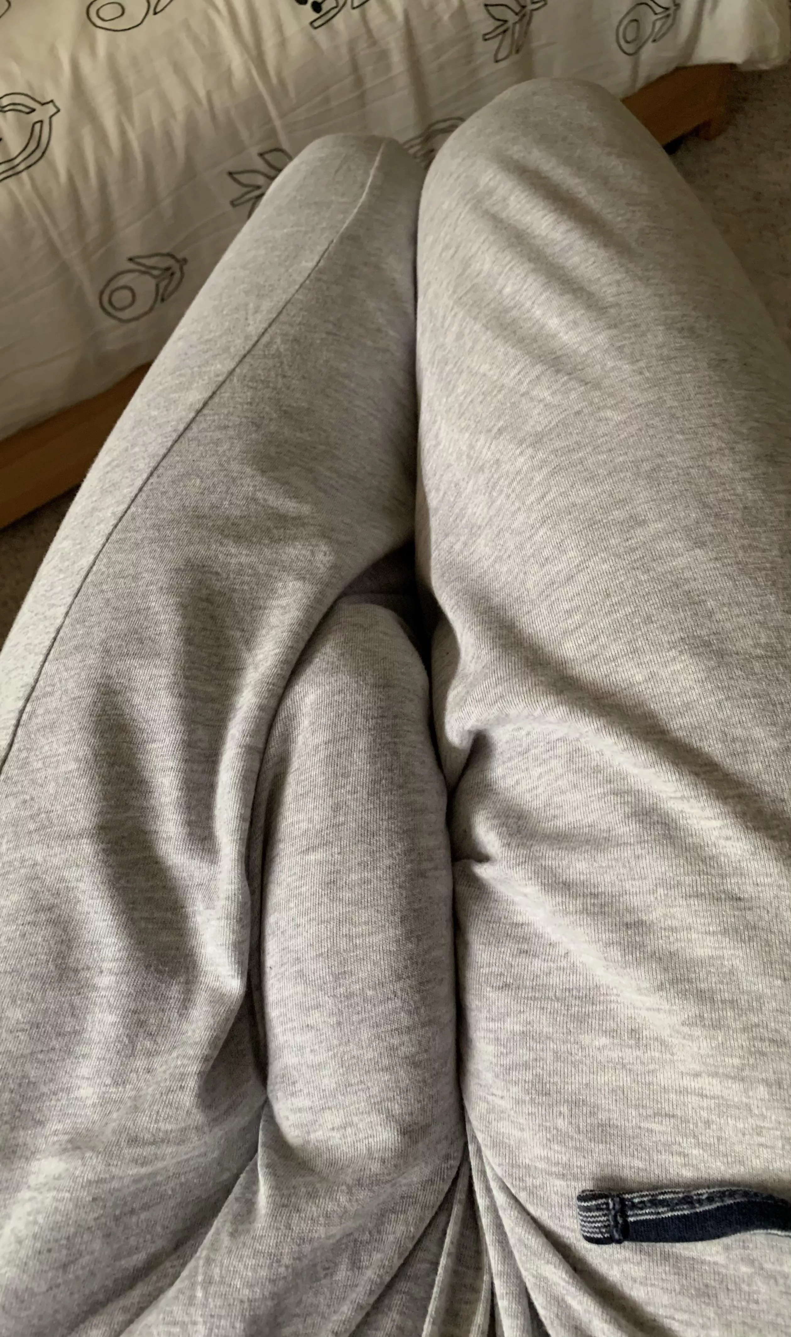 Grey pants + morning wood