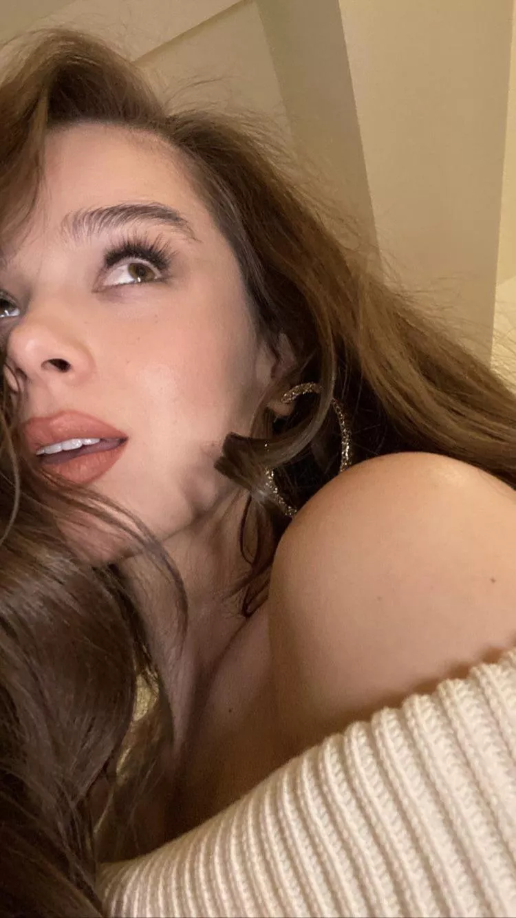 Hailee Steinfeld watching me pull my cock out for her… again