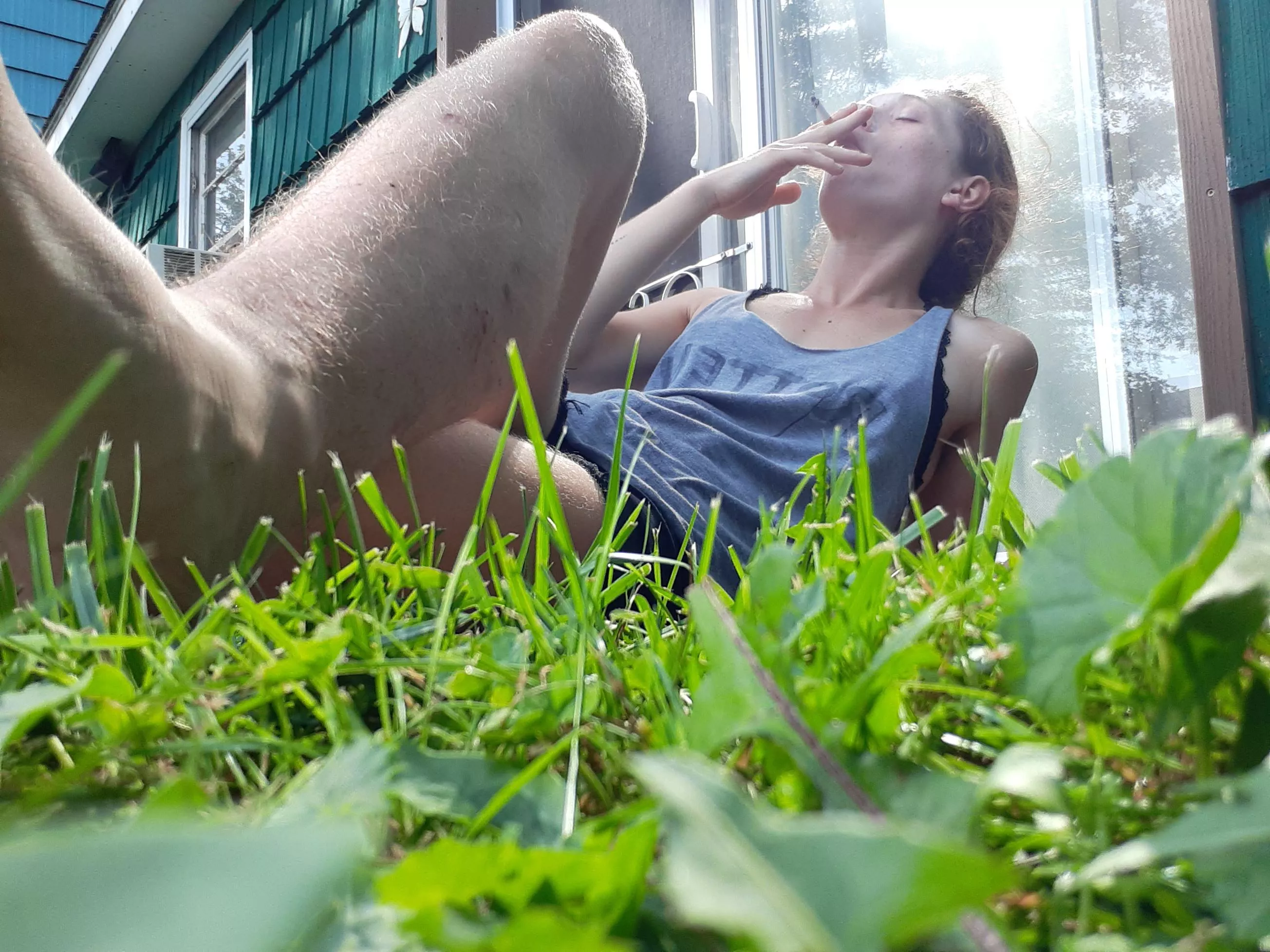 Hairy Maely and her morning smoke