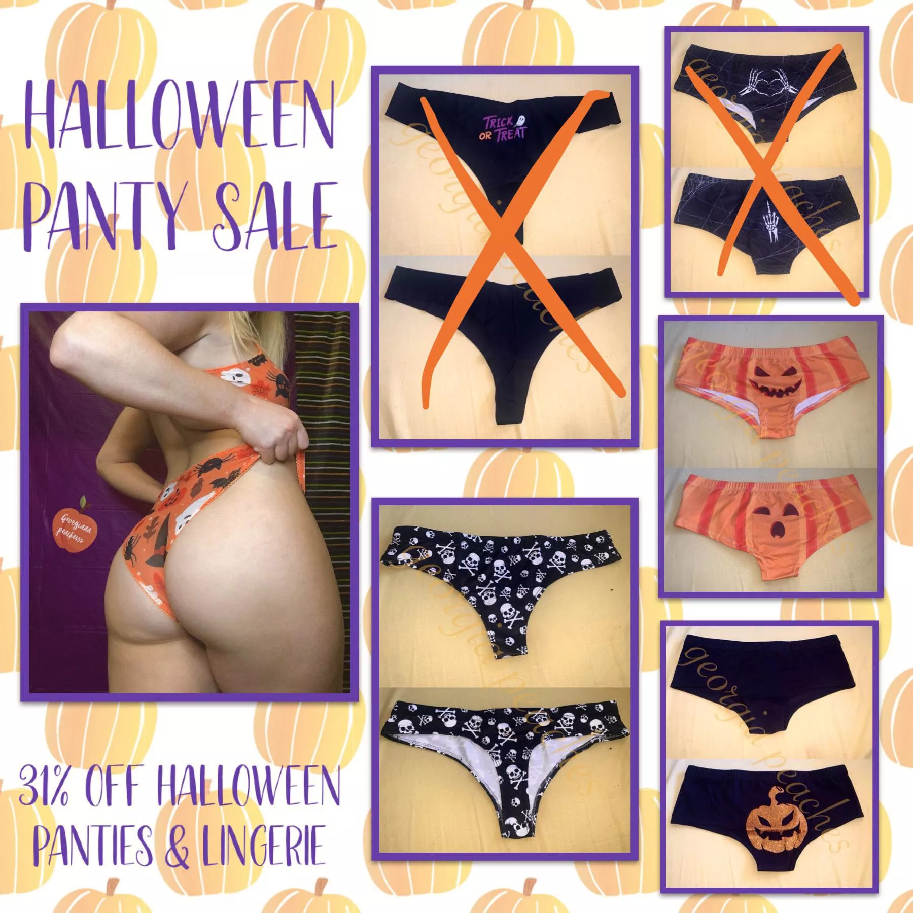 🎃HALLOWEEN SALE🎃 this week only get 31% off any halloween panties or lingerie orders🧡 2 day wear + orgasms each day + 3 pics🔥 ask about the other worn items i have available🍑 [US] shipping/tracking [PTY] [SELLING] kik: georgiaa.peachess