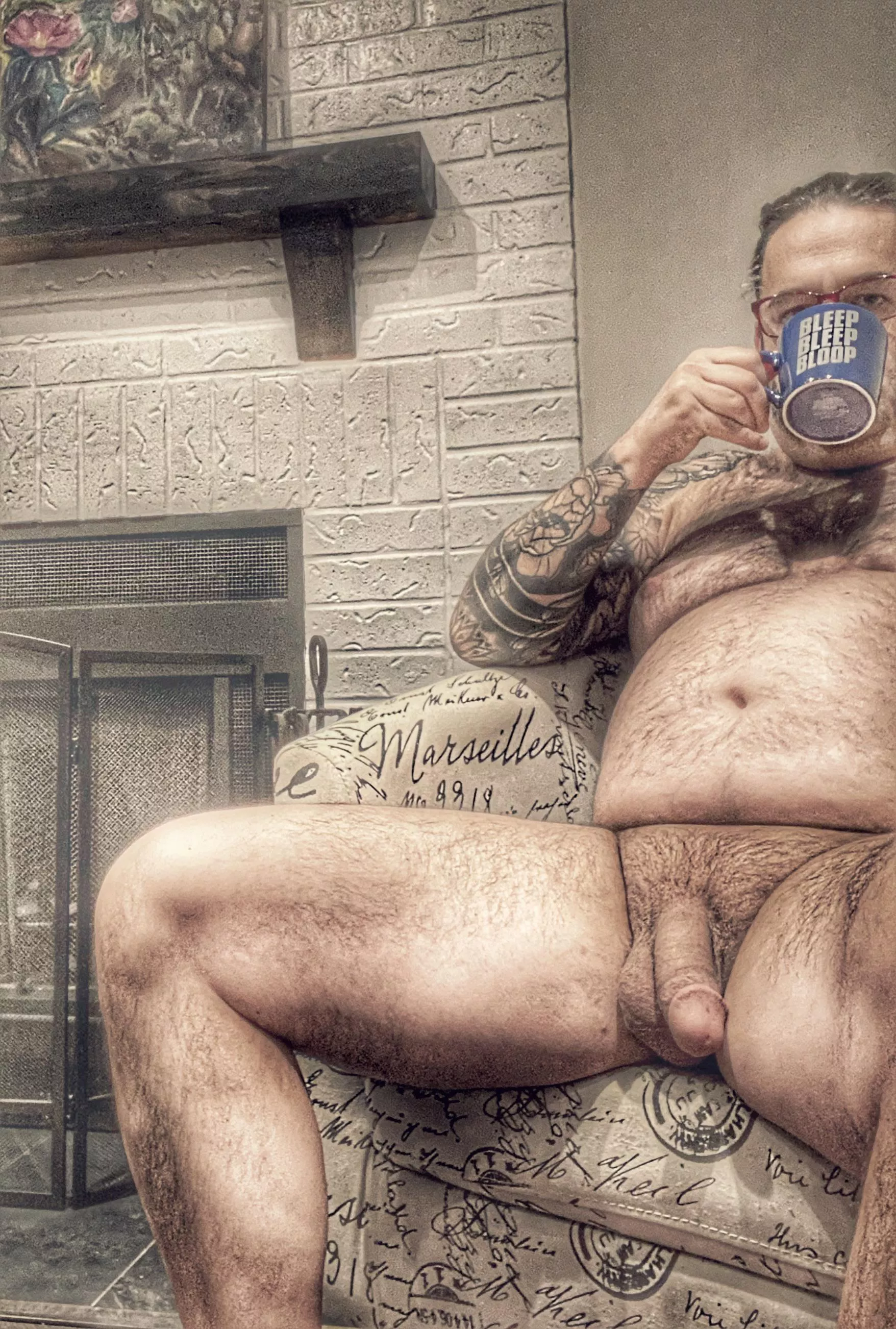 Hanging out by the fireplace warming up with my coffeeâ€¦ [m]