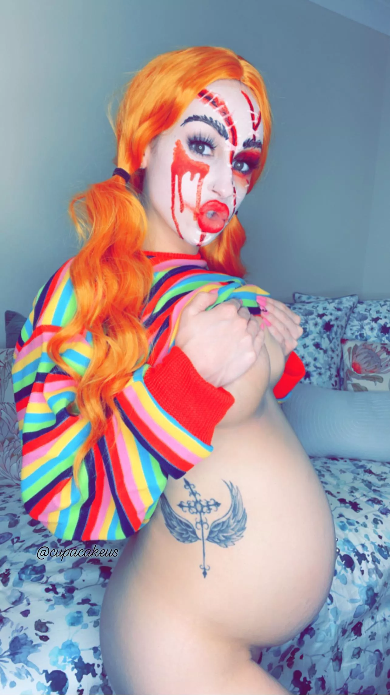 Happy Halloween! 🎃👻😈 33weeks! With the seed of chucky.🤰😂