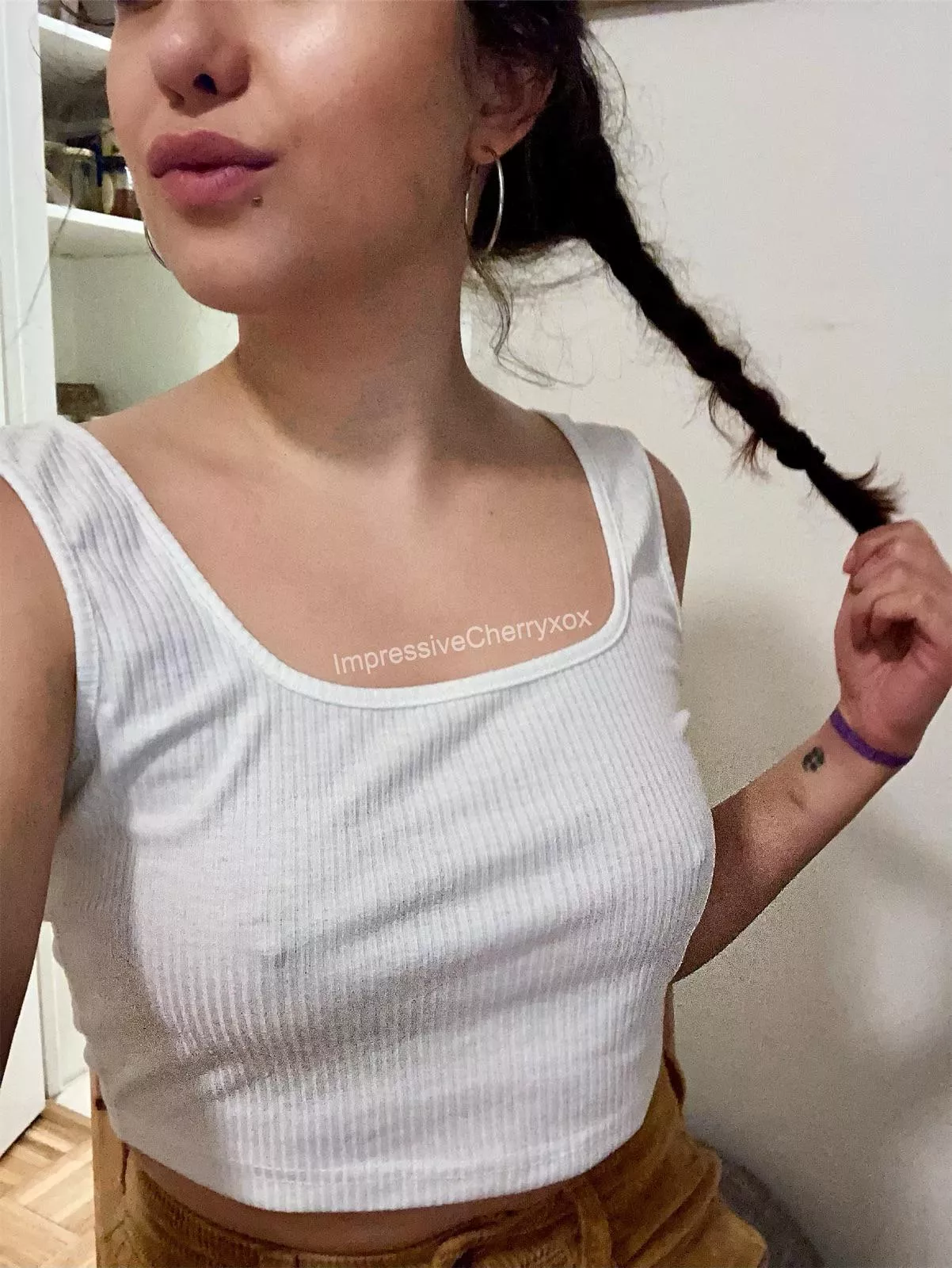 Hard nipples and braids to pull on!