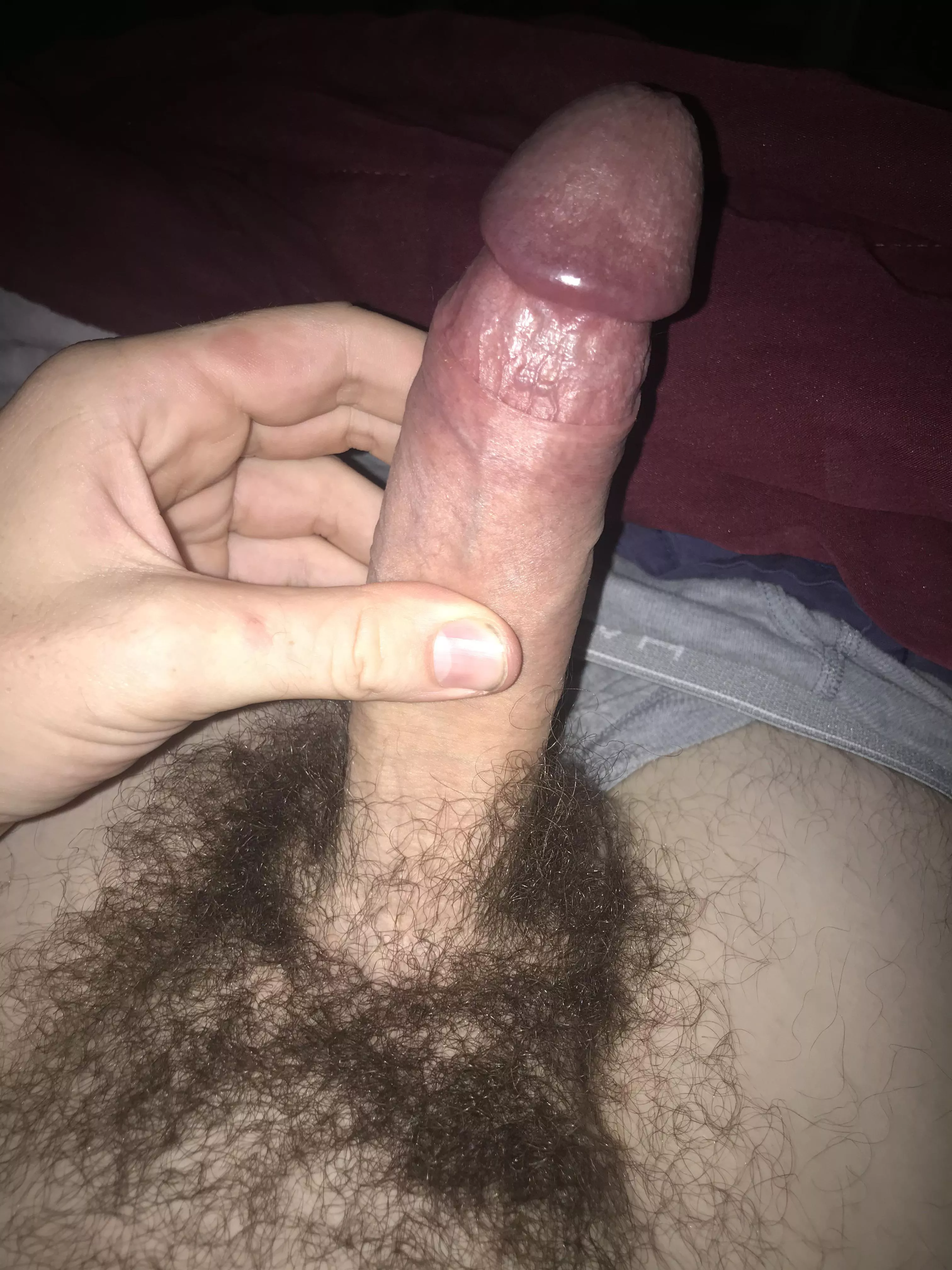 Hard uncut hairy dick