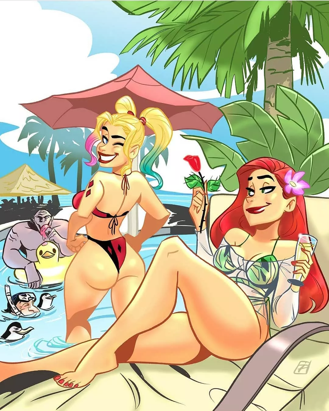 Harley and ivy having a beach day