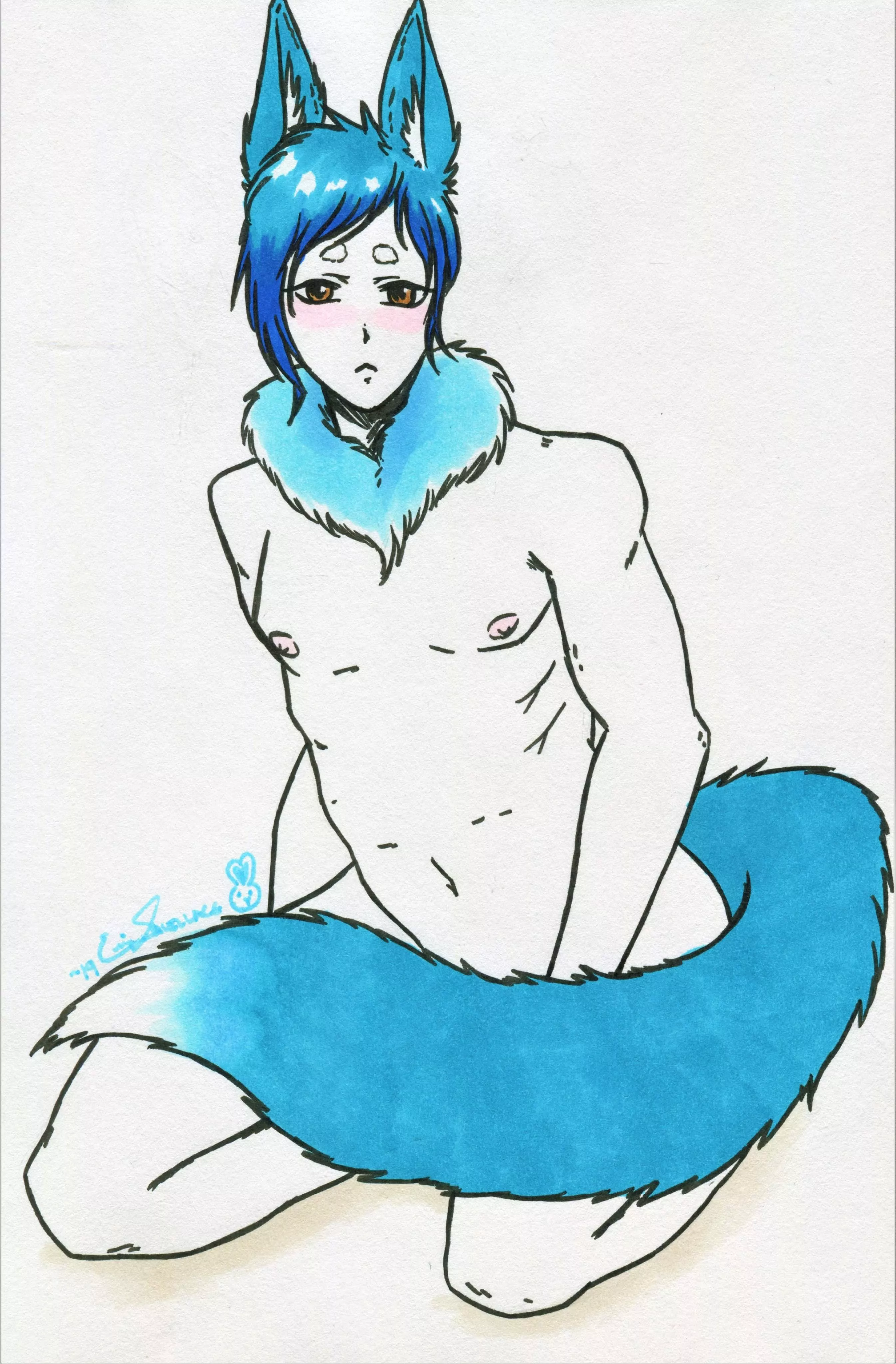 Have a soft naked boy 💙 art by me 💚