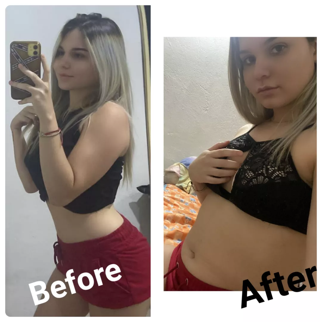 Hello guys, thanks to everyone who has supported me with this weight gain project, here I will leave you a sample of me before and after, I am very committed to this, those who want to continue supporting me with this, here I will leave my kik: skarlethx