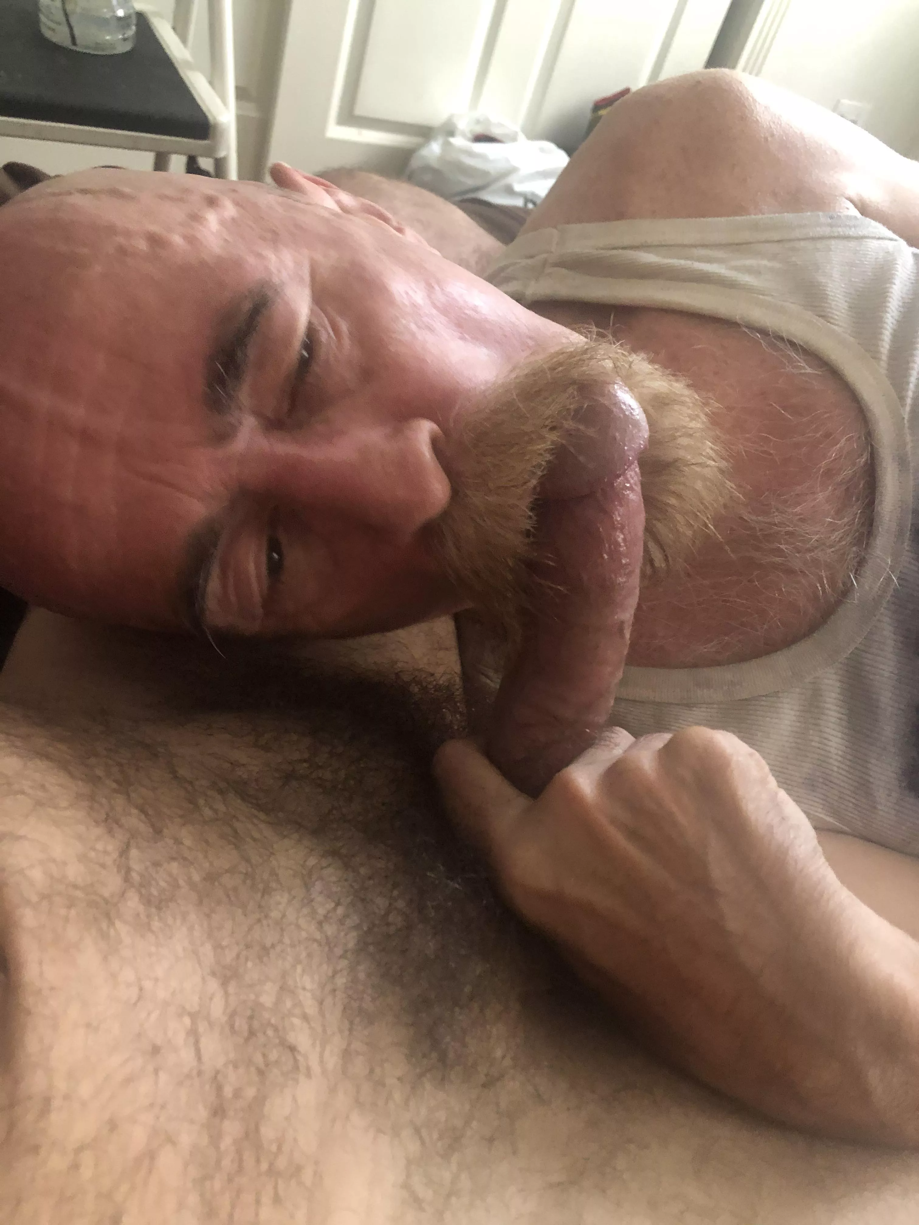 He’s happiest with my dick in his mouth.