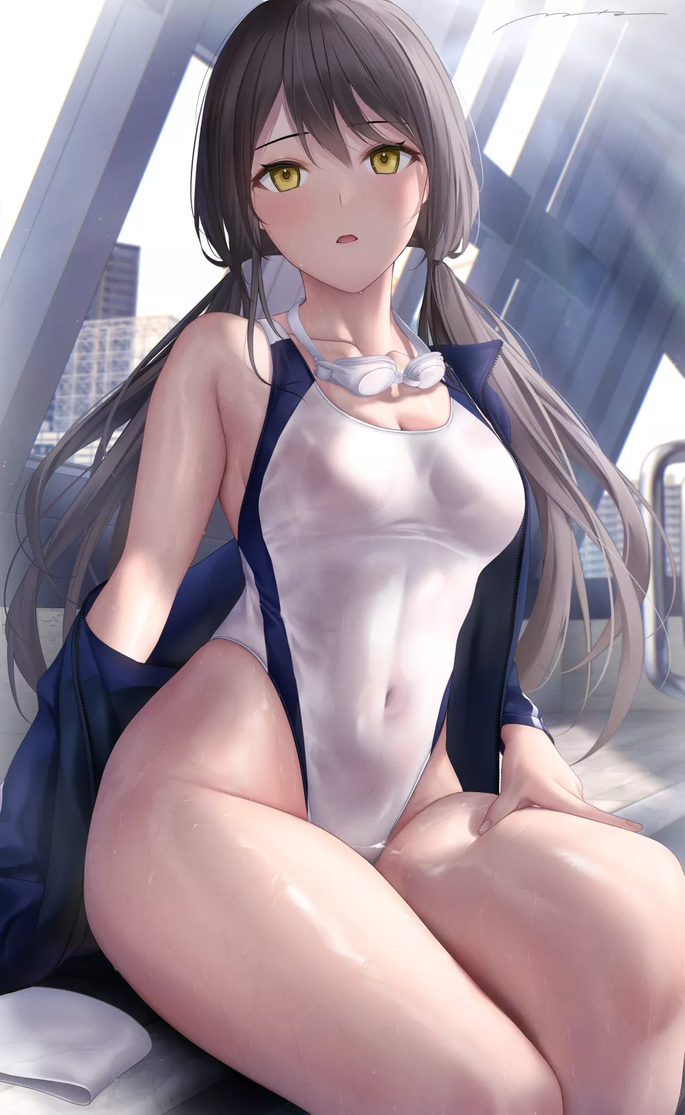 Highleg Swimsuit See-Through When Wet (Mhru) [Original]