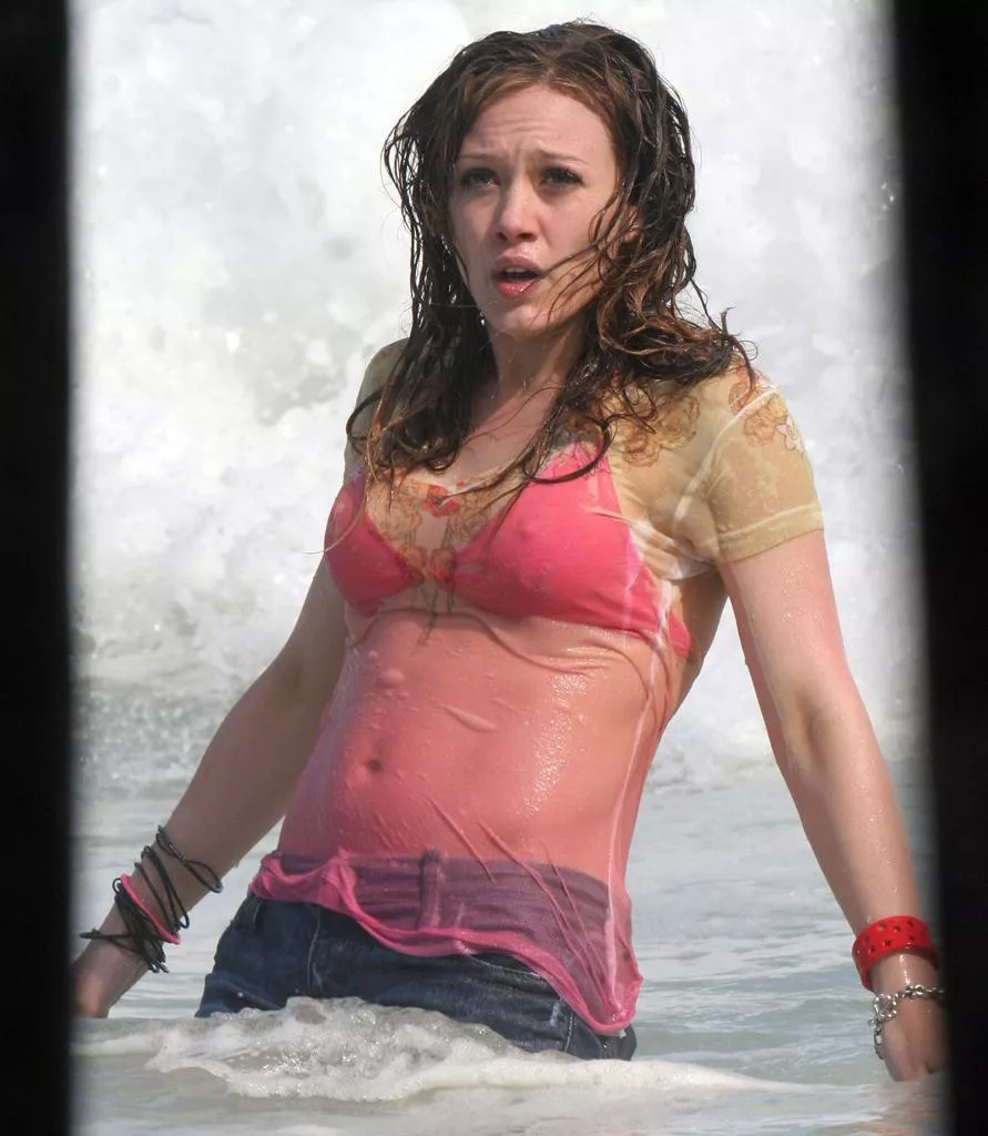 Hilary Duff See-Thru in a Wet T-Shirt