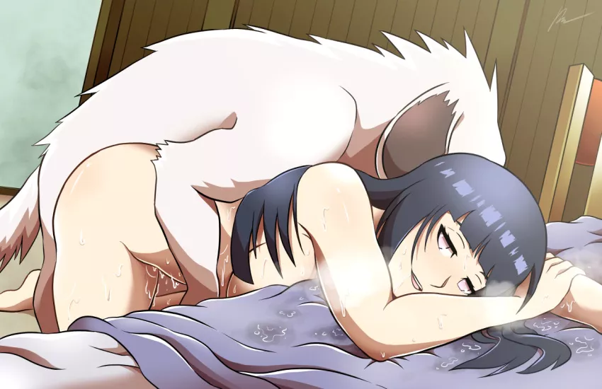 Hinata and her true love Akamaru (eunnie)